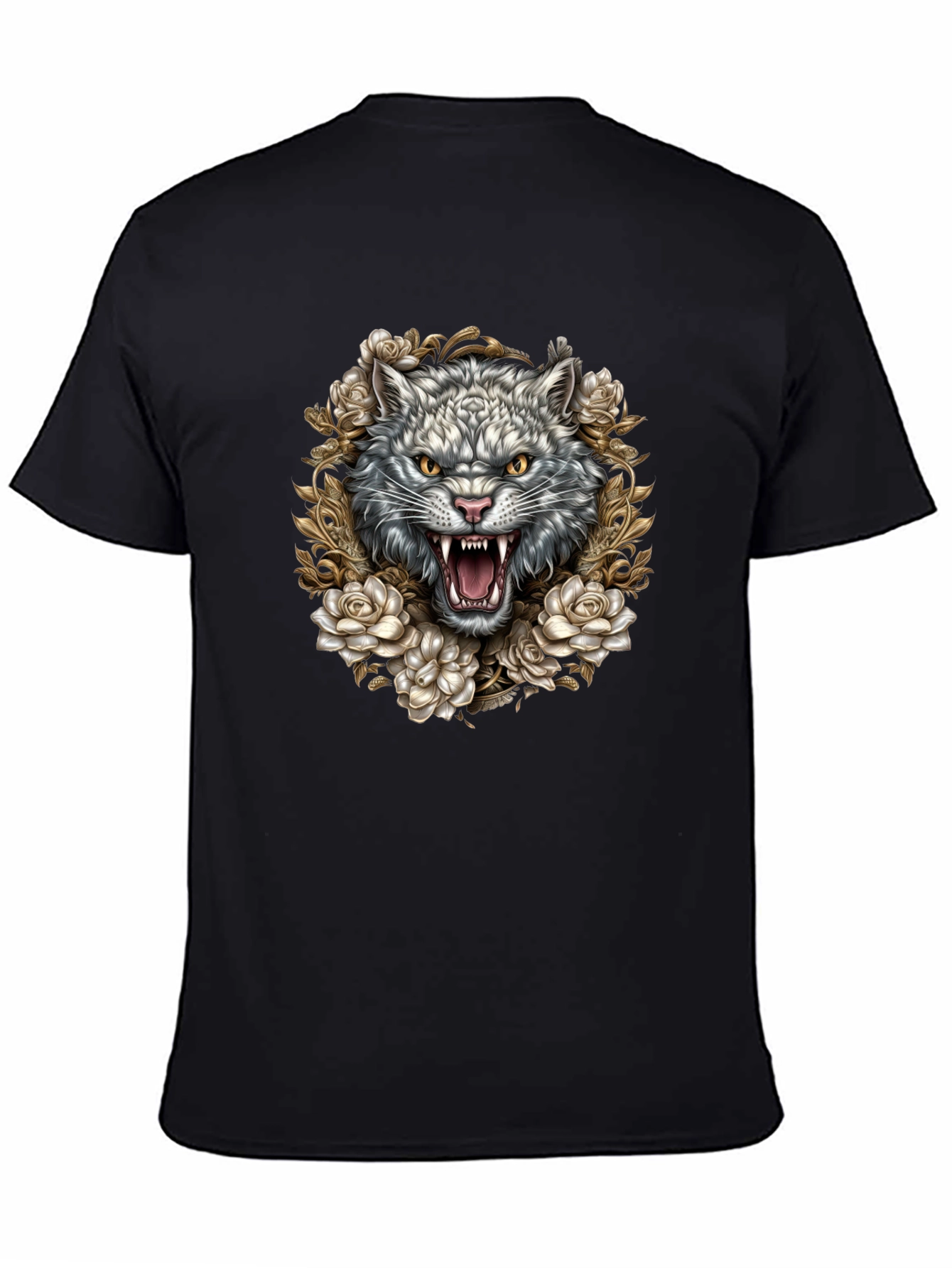 Wolf and Roses Graphic Tee - Black