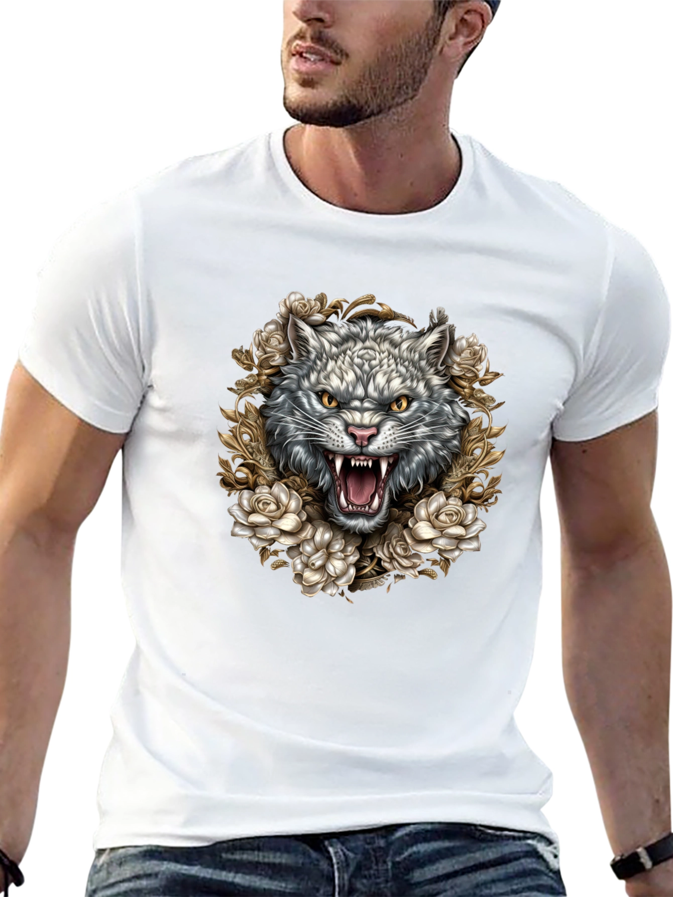 Wolf and Roses Graphic Tee - Black