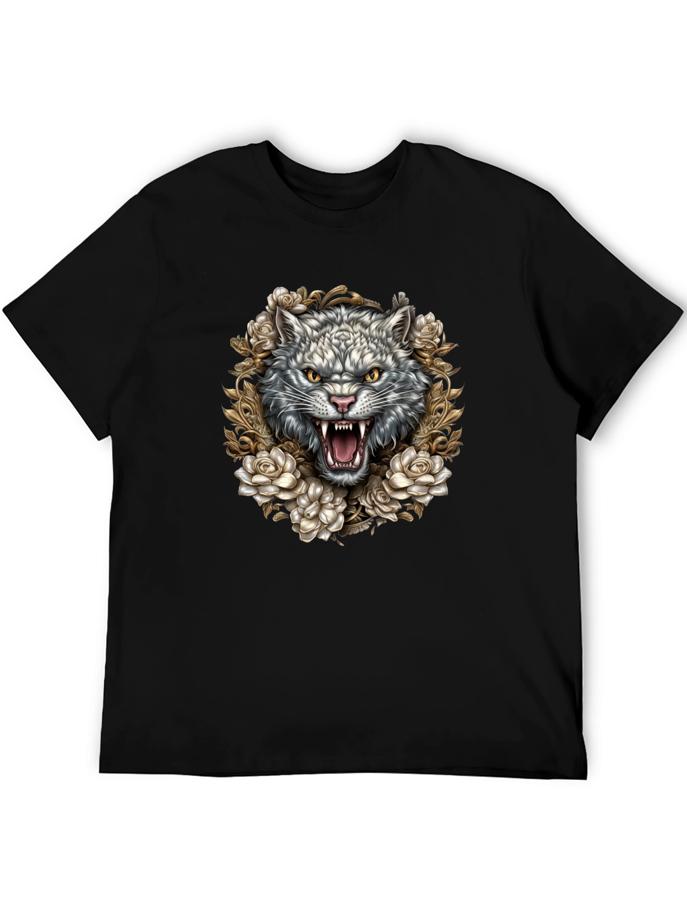 Wolf and Roses Graphic Tee - Black