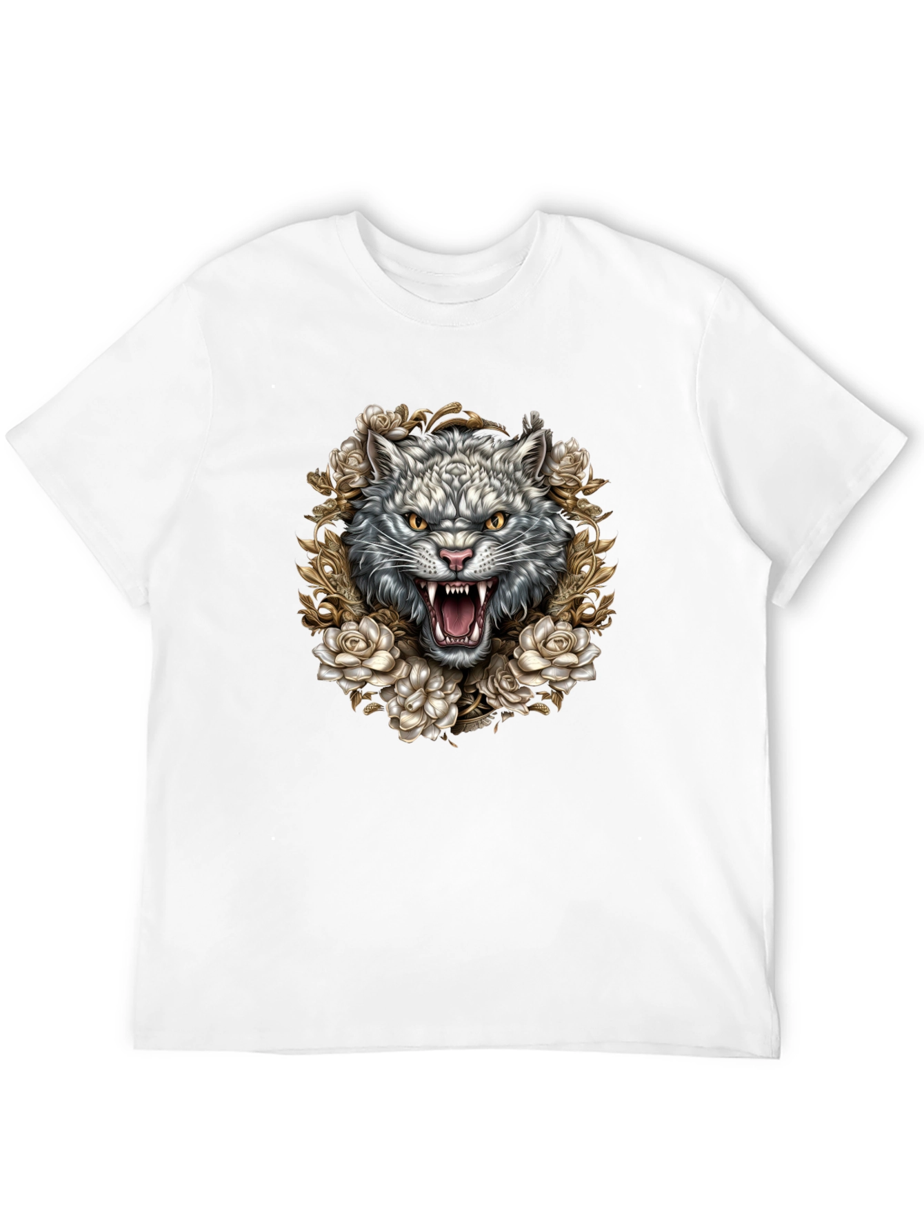 Wolf and Roses Graphic Tee - Black