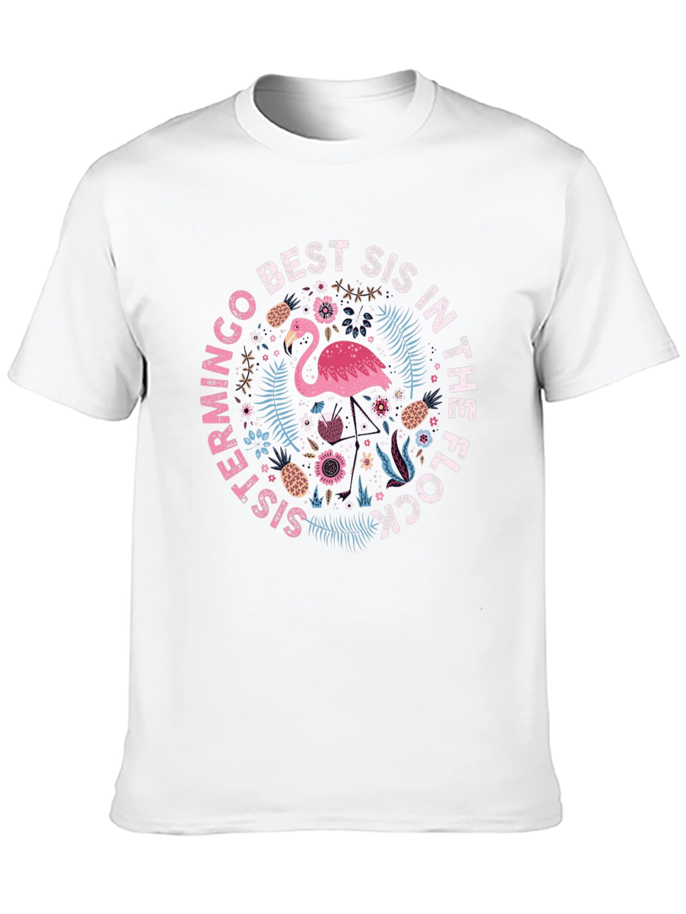 Flamingo Best Sis In The Flock Graphic T-Shirt