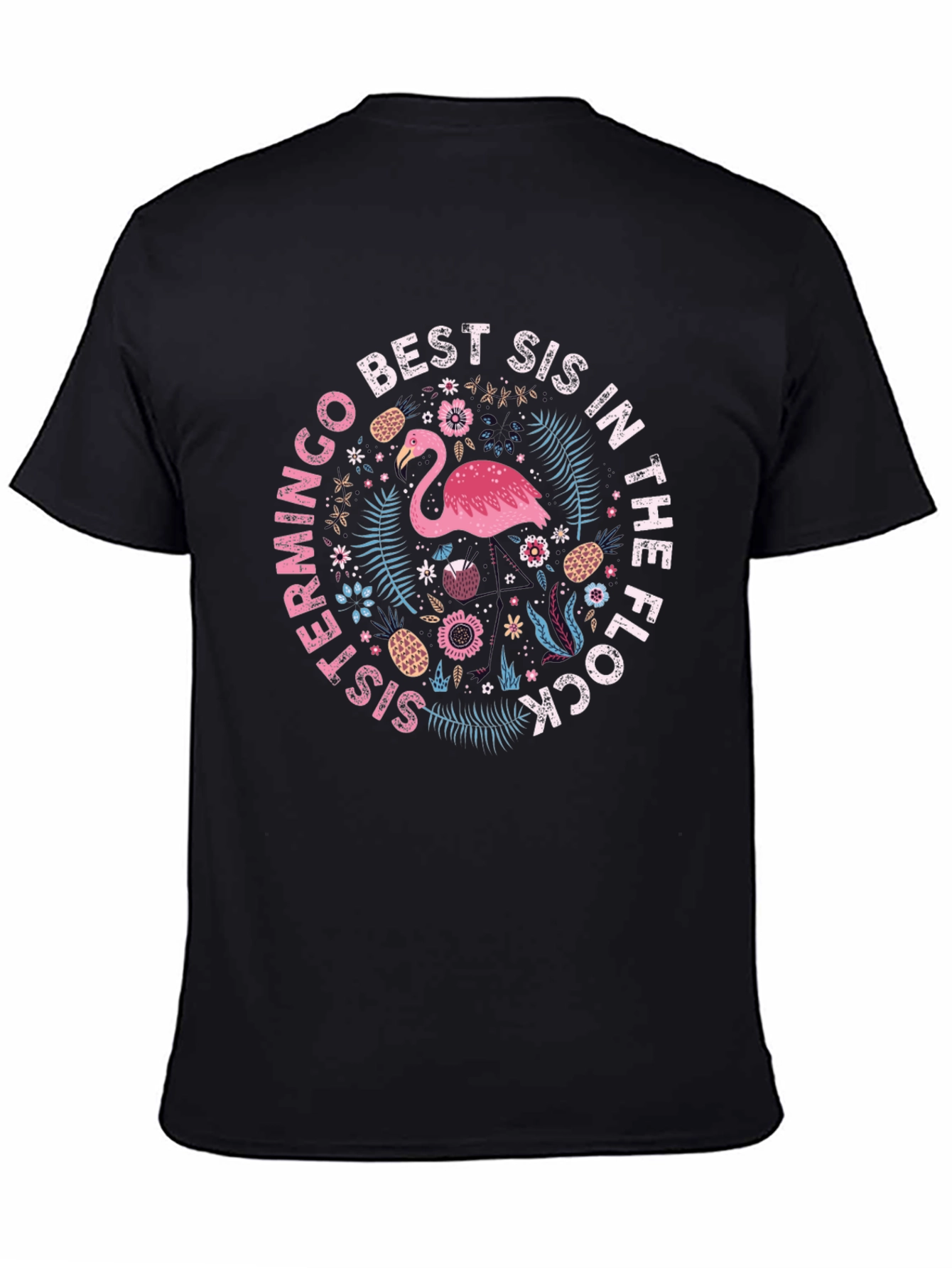 Flamingo Best Sis In The Flock Graphic T-Shirt