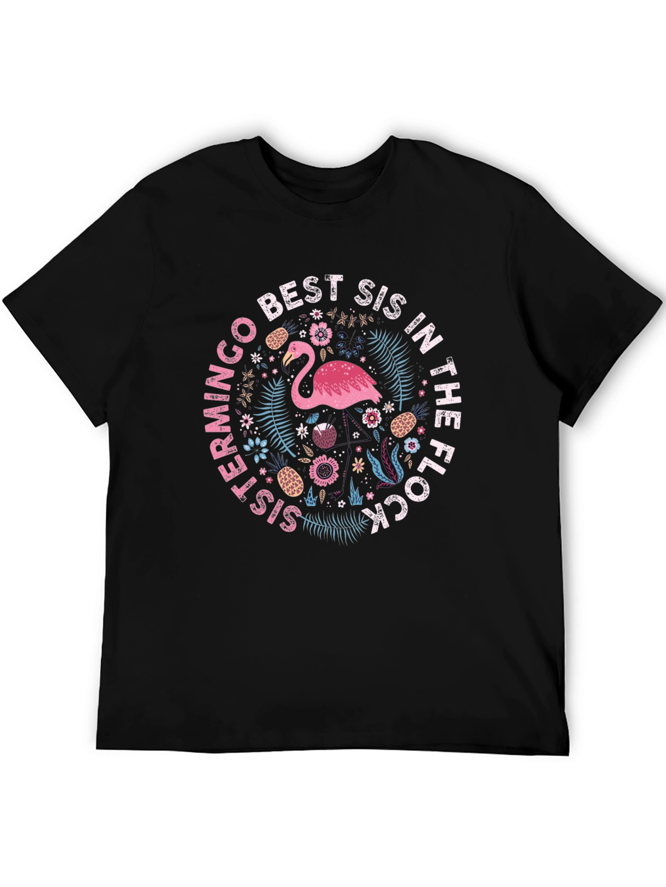 Flamingo Best Sis In The Flock Graphic T-Shirt
