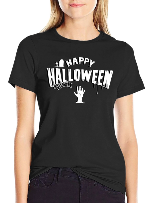 Happy Halloween Graphic Tee - Spooky Zombie Hand Design