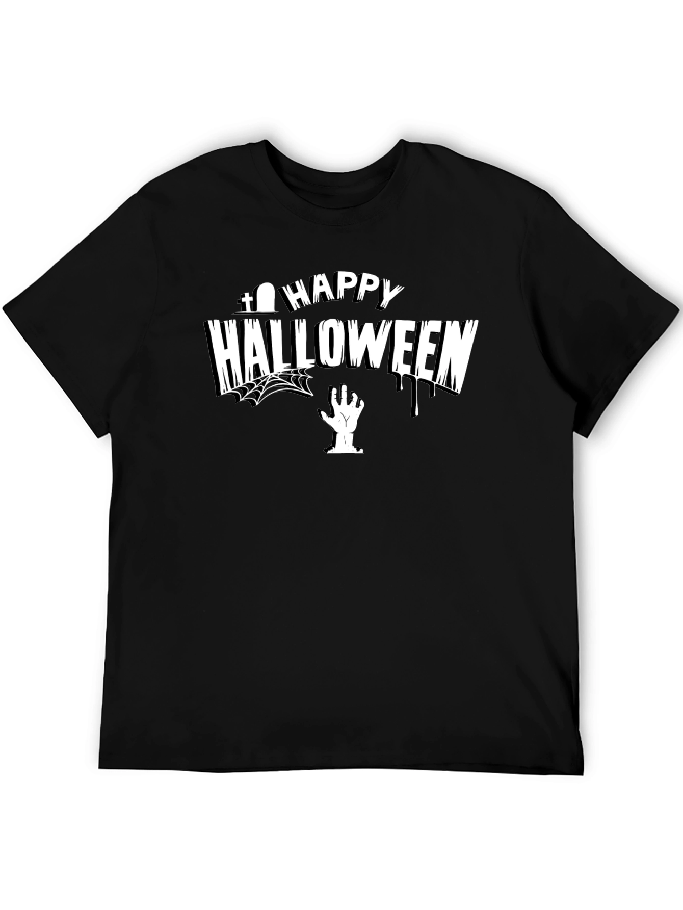Happy Halloween Graphic Tee - Spooky Zombie Hand Design