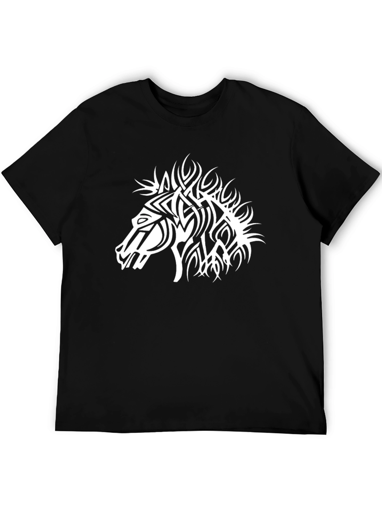 Black Horse Graphic Tee - Tribal Style