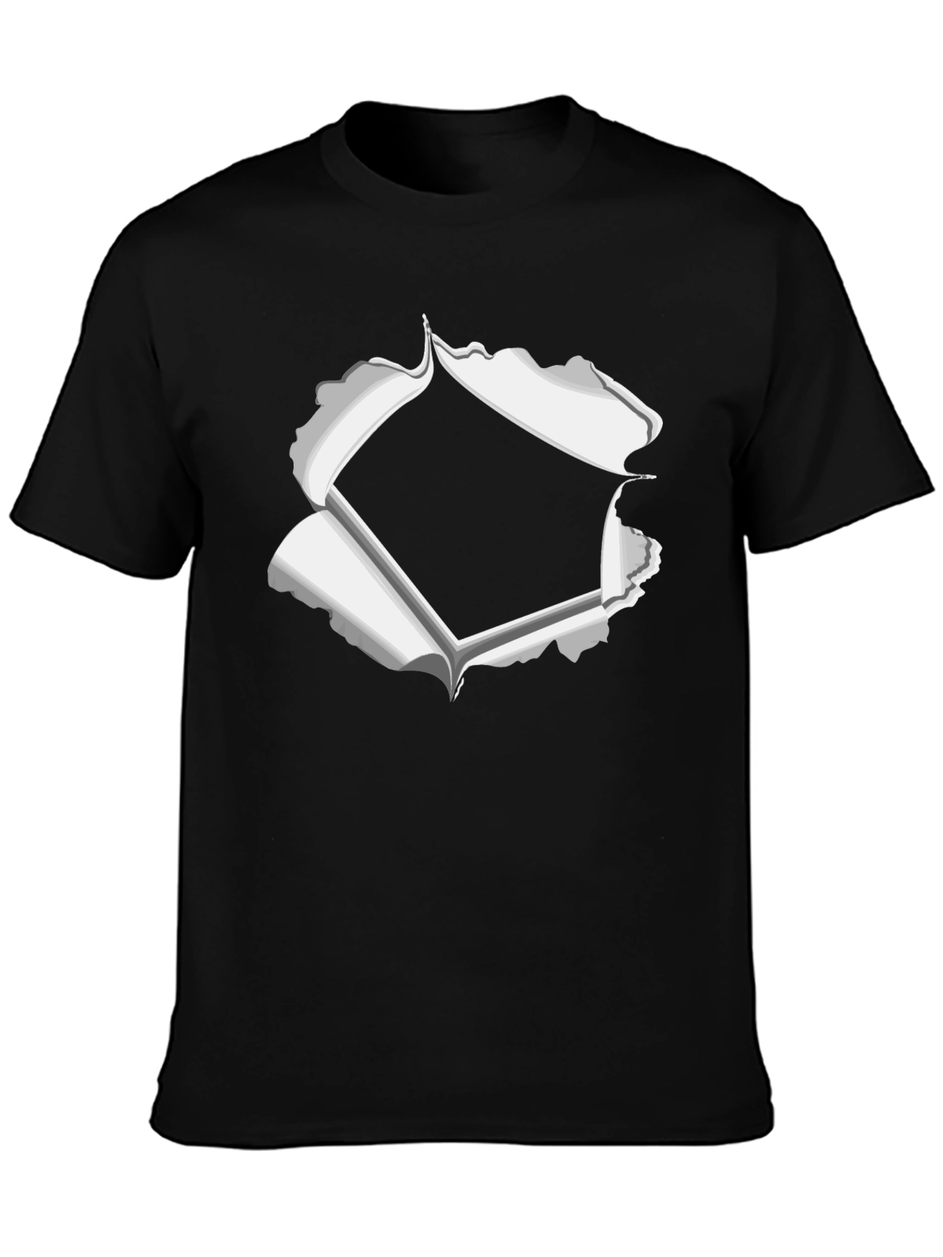 Ripped Style Graphic Tee - Black