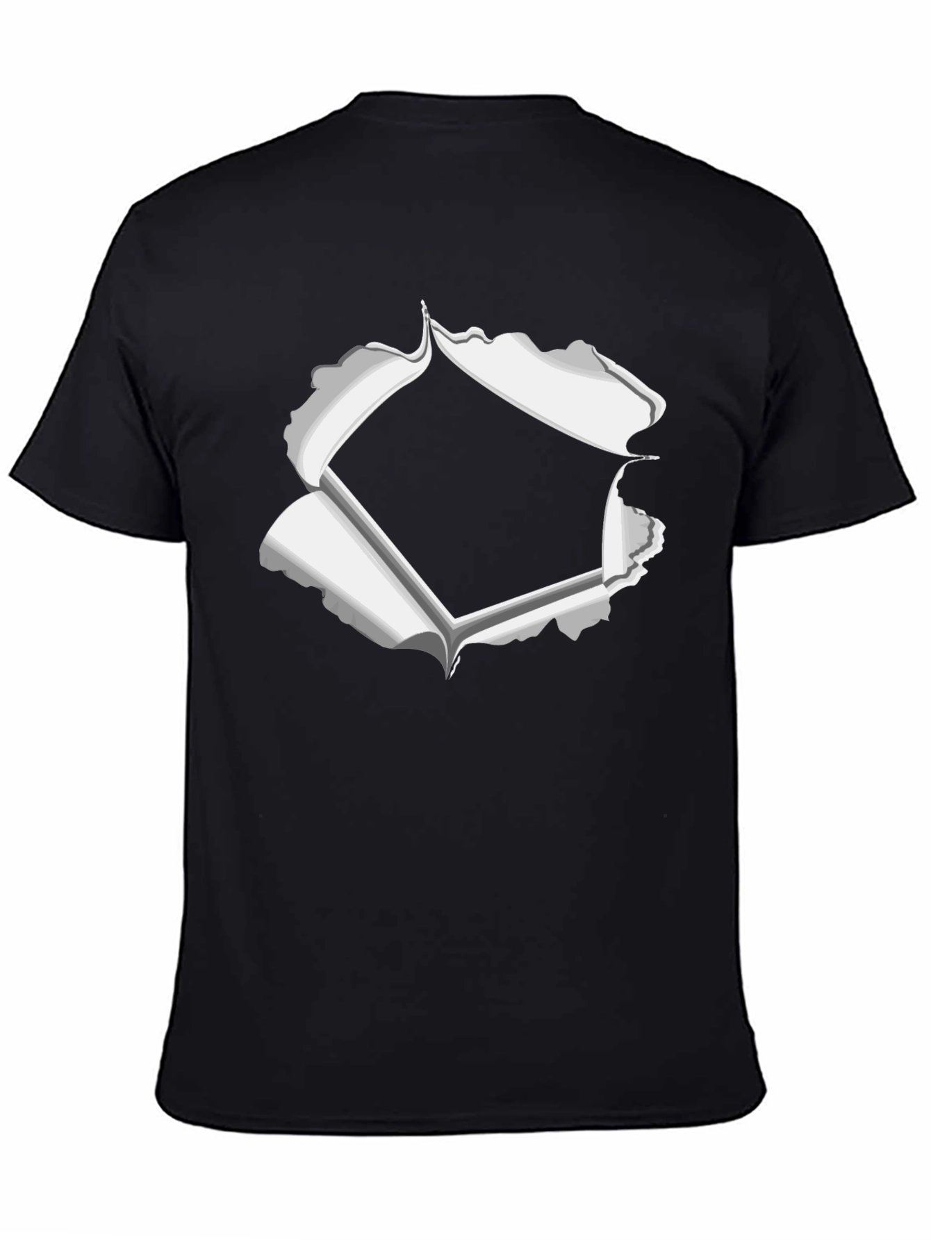 Ripped Style Graphic Tee - Black