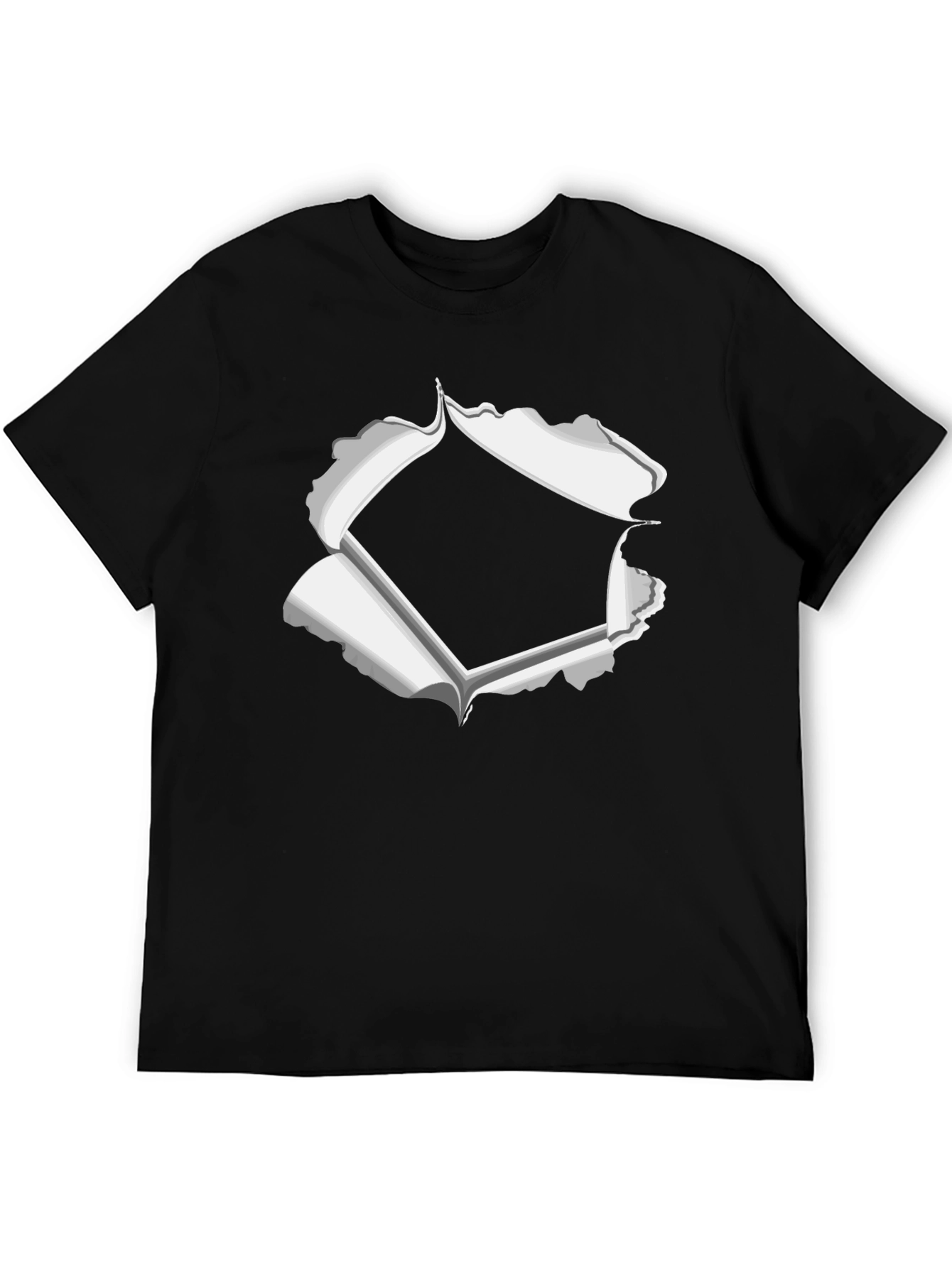 Ripped Style Graphic Tee - Black