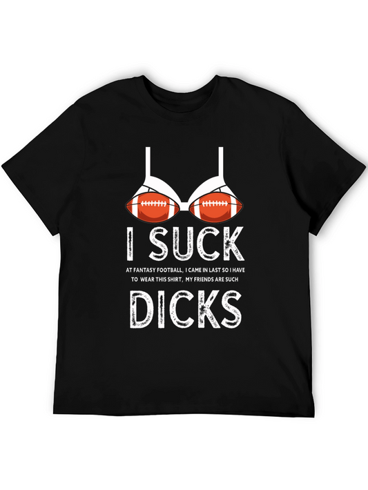 Humorous I Suck Football Bra Graphic T-Shirt