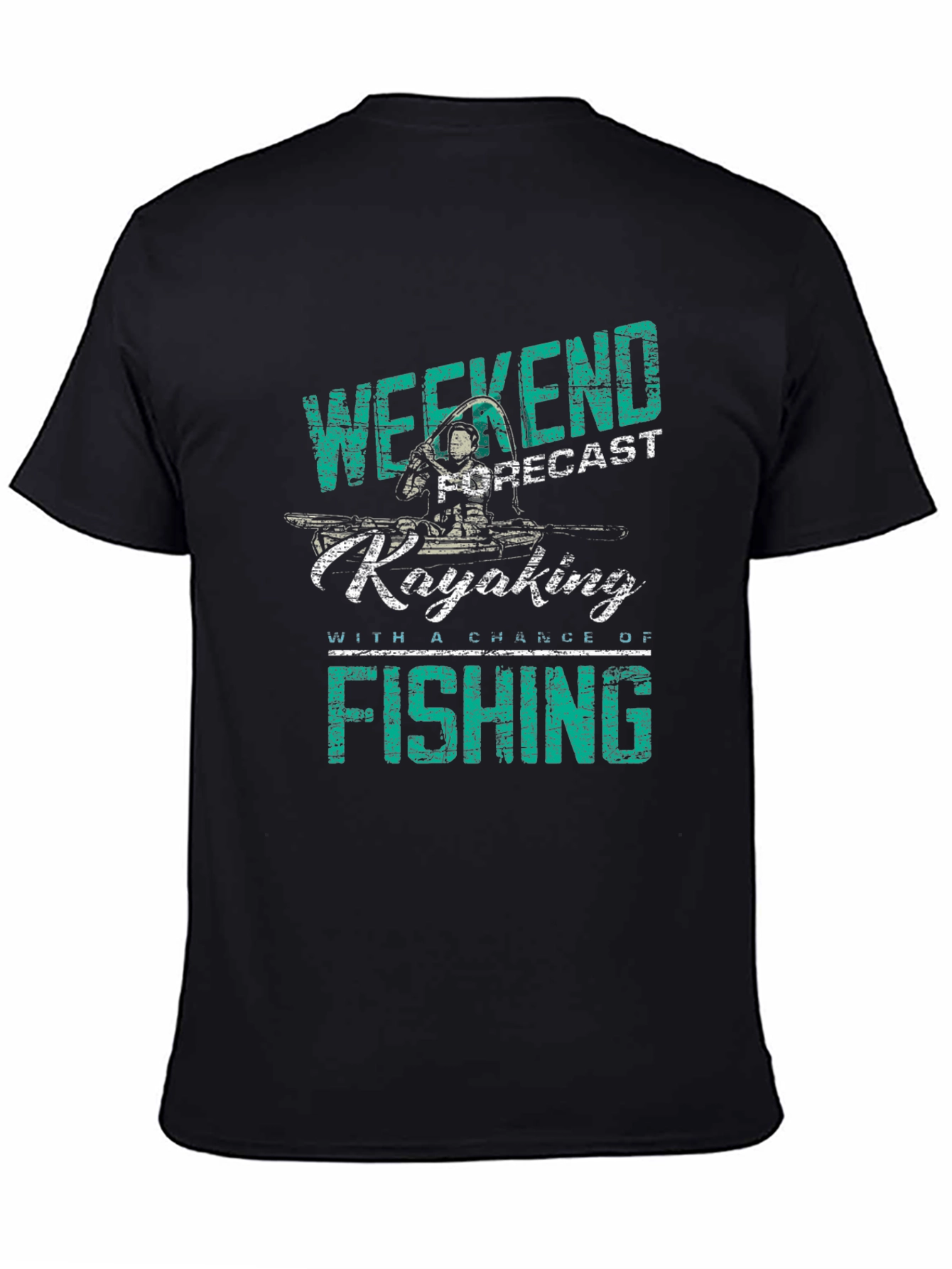 Weekend Kayaking Fishing Graphic Tee - Black