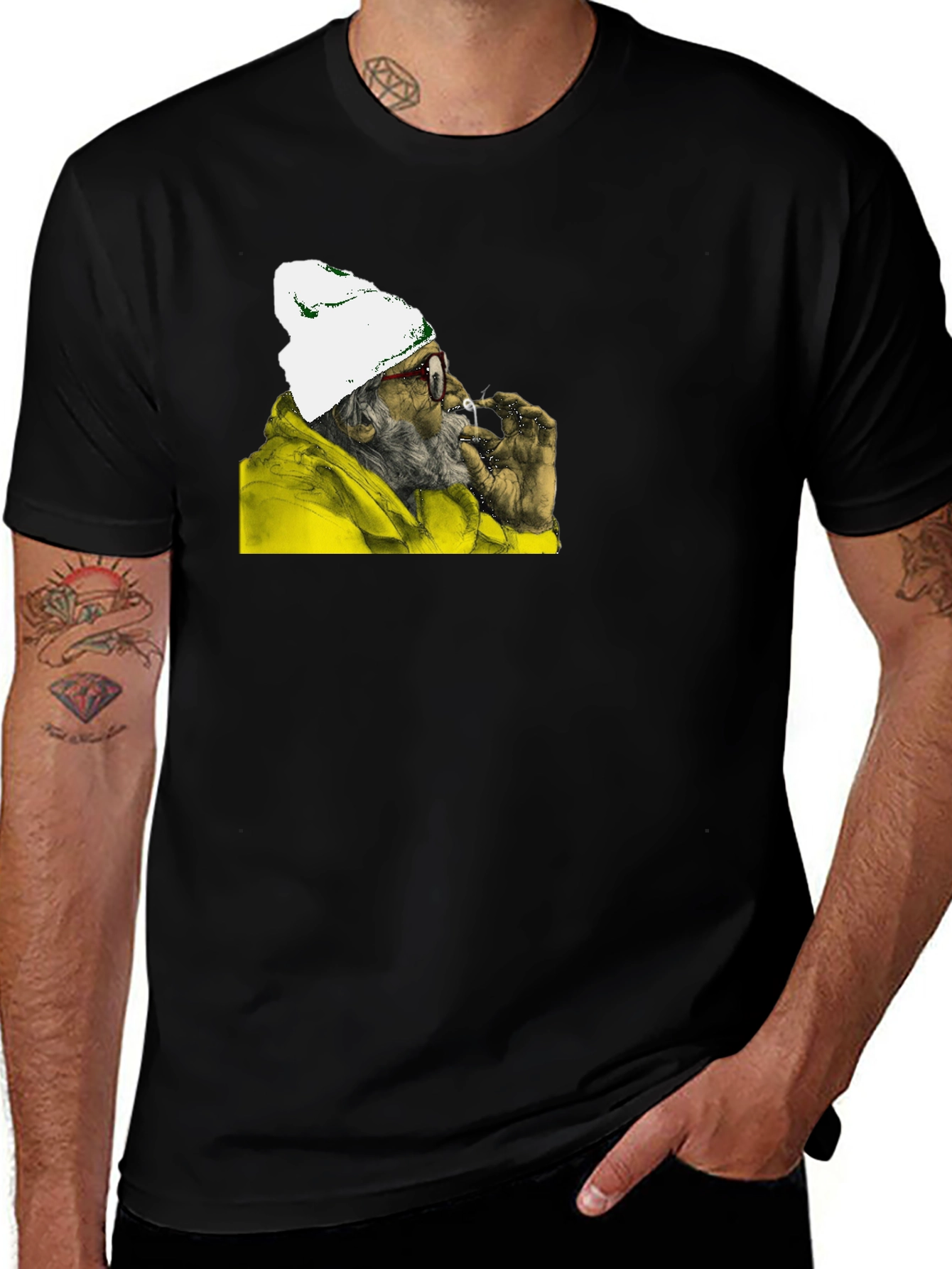 Smoking Chimp Graphic Tee - Black