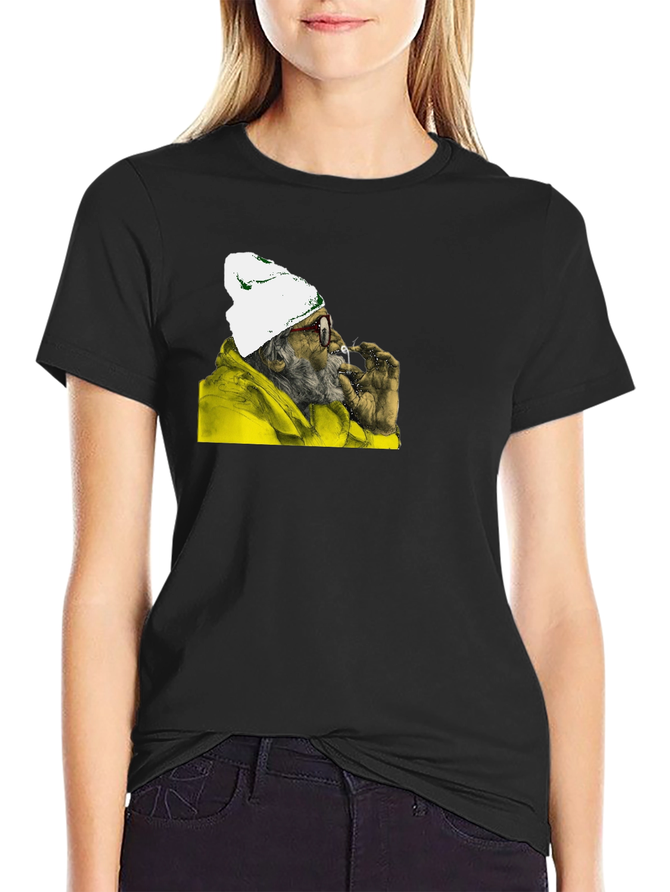 Smoking Chimp Graphic Tee - Black
