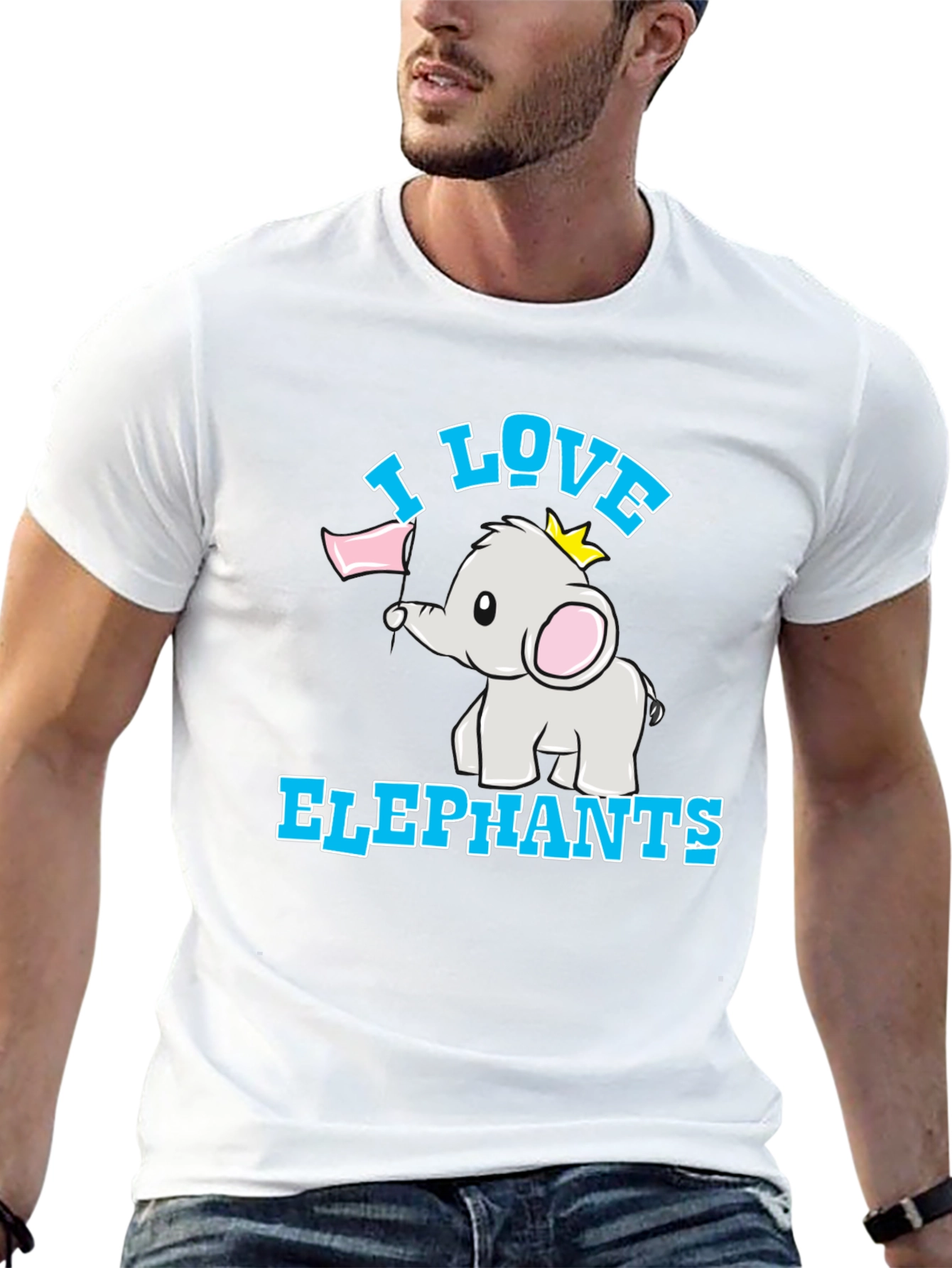 I Love Elephants Black T-Shirt