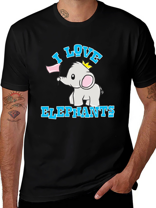 I Love Elephants Black T-Shirt