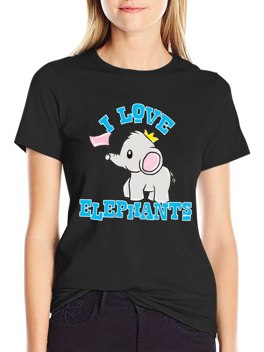 I Love Elephants Black T-Shirt