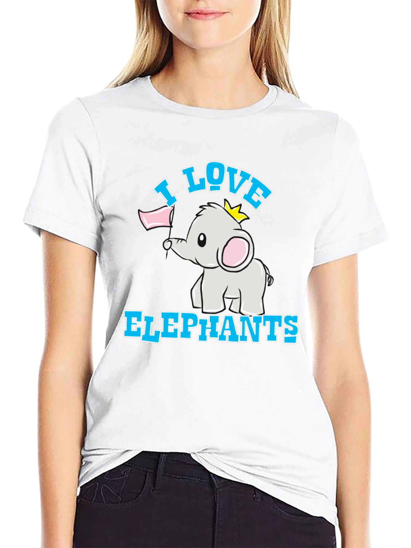 I Love Elephants Black T-Shirt