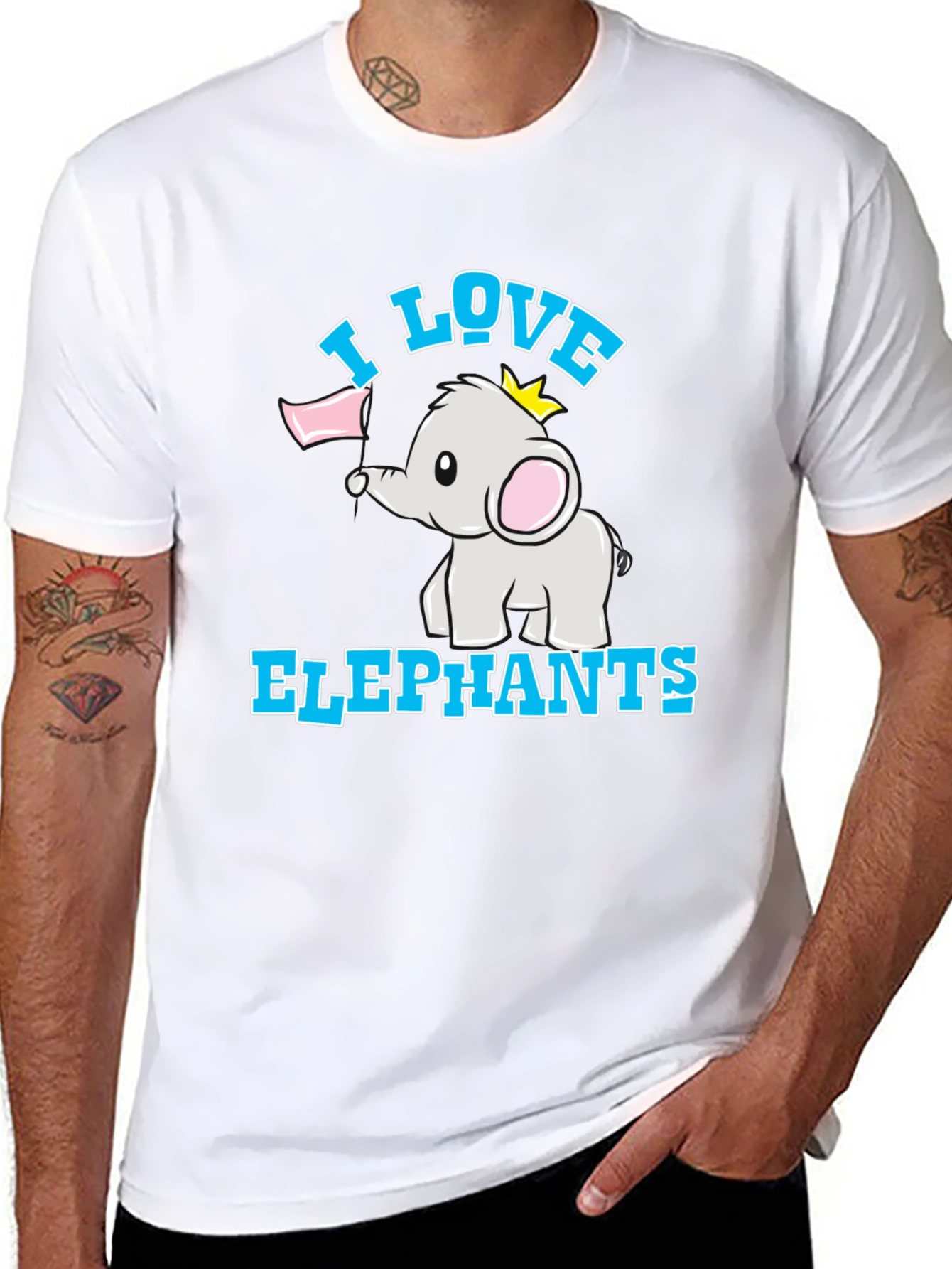 I Love Elephants Black T-Shirt