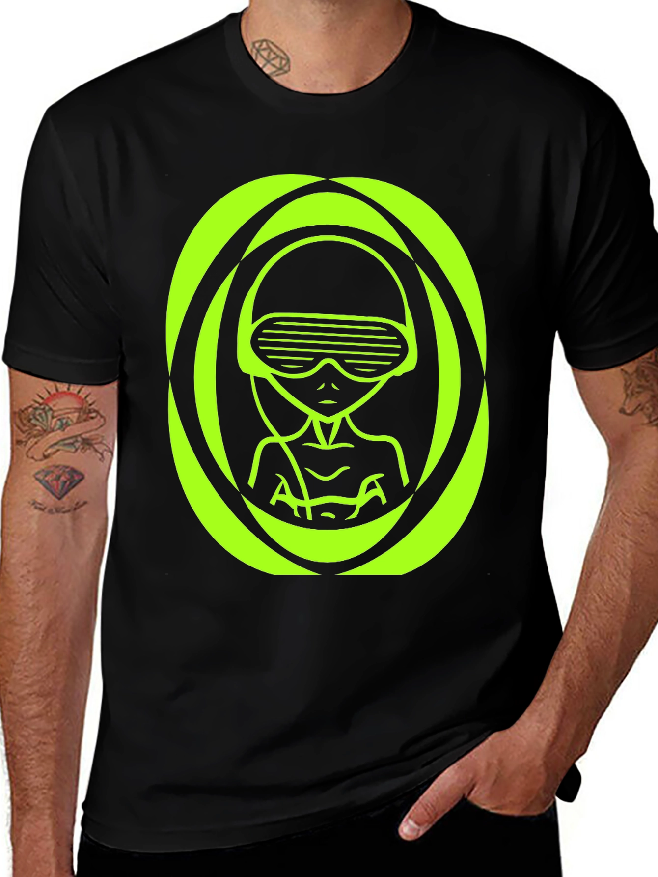 Neon Alien Graphic T-Shirt - Unique Sci-Fi Design