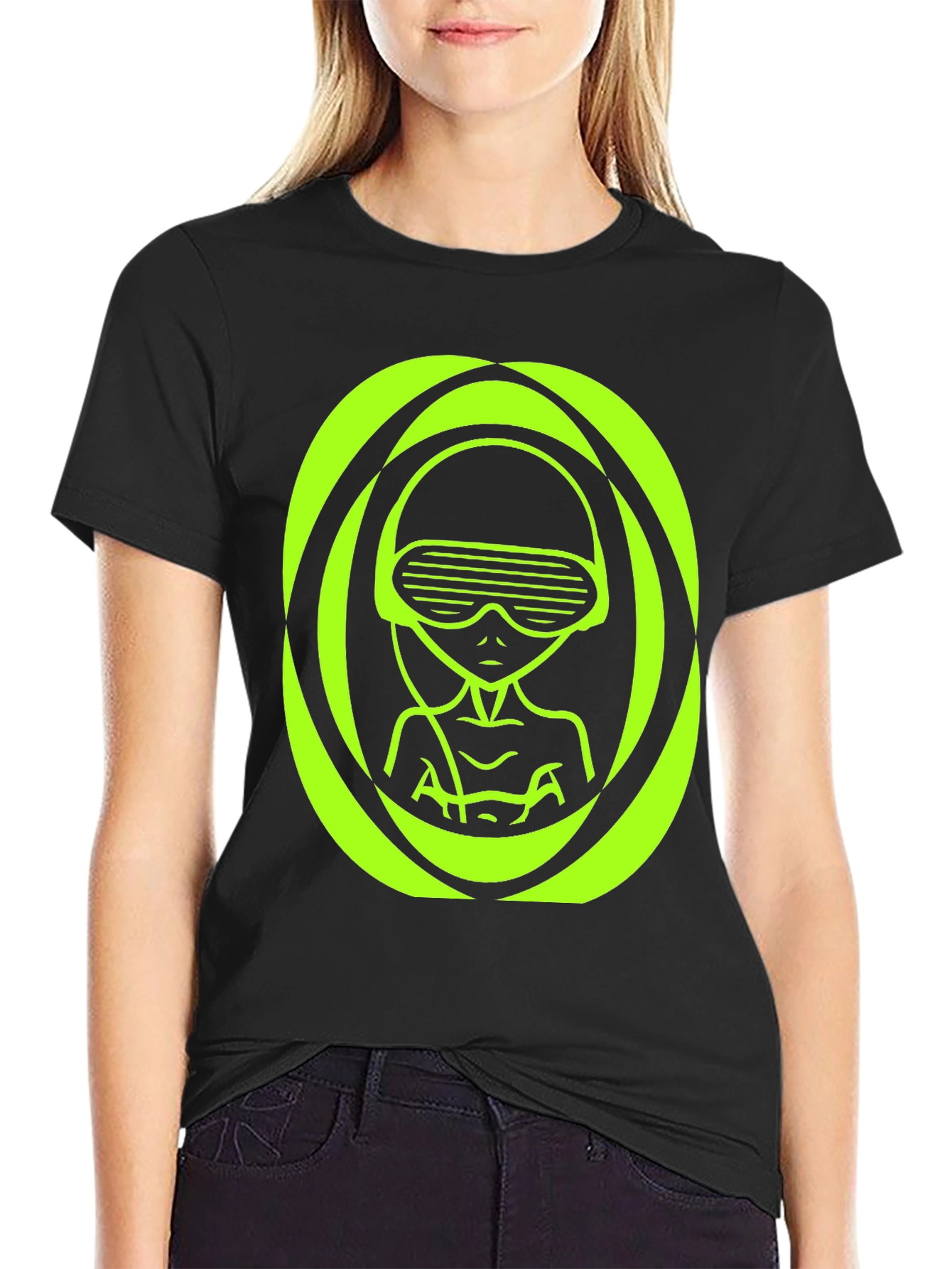 Neon Alien Graphic T-Shirt - Unique Sci-Fi Design