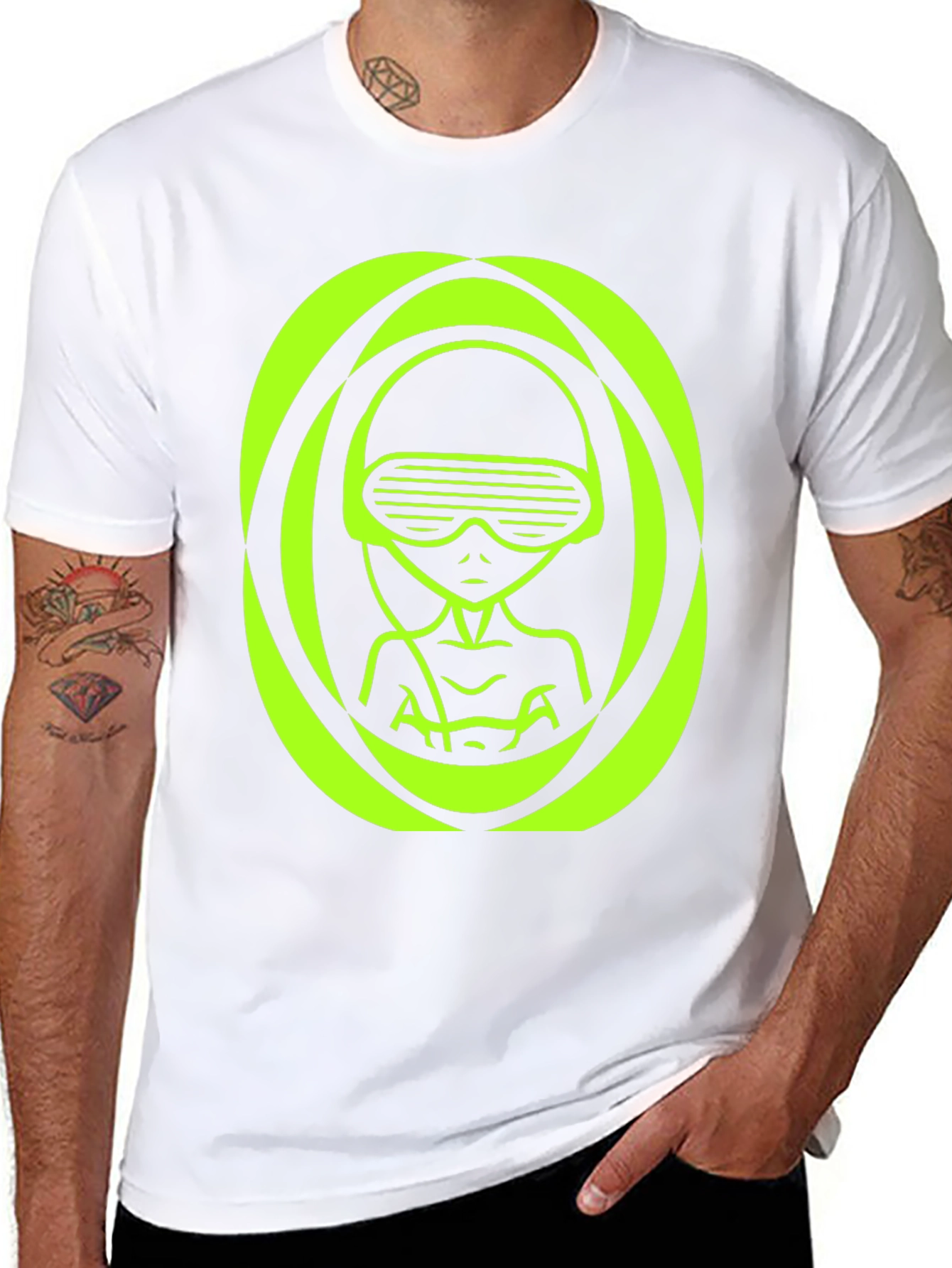 Neon Alien Graphic T-Shirt - Unique Sci-Fi Design