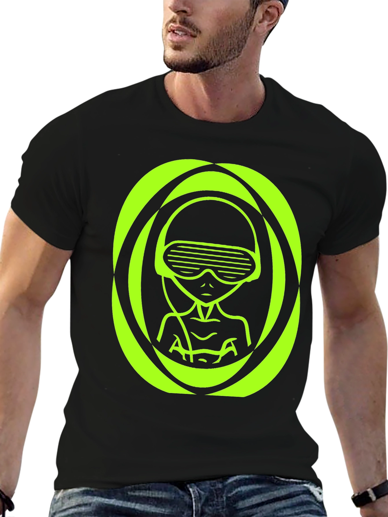 Neon Alien Graphic T-Shirt - Unique Sci-Fi Design