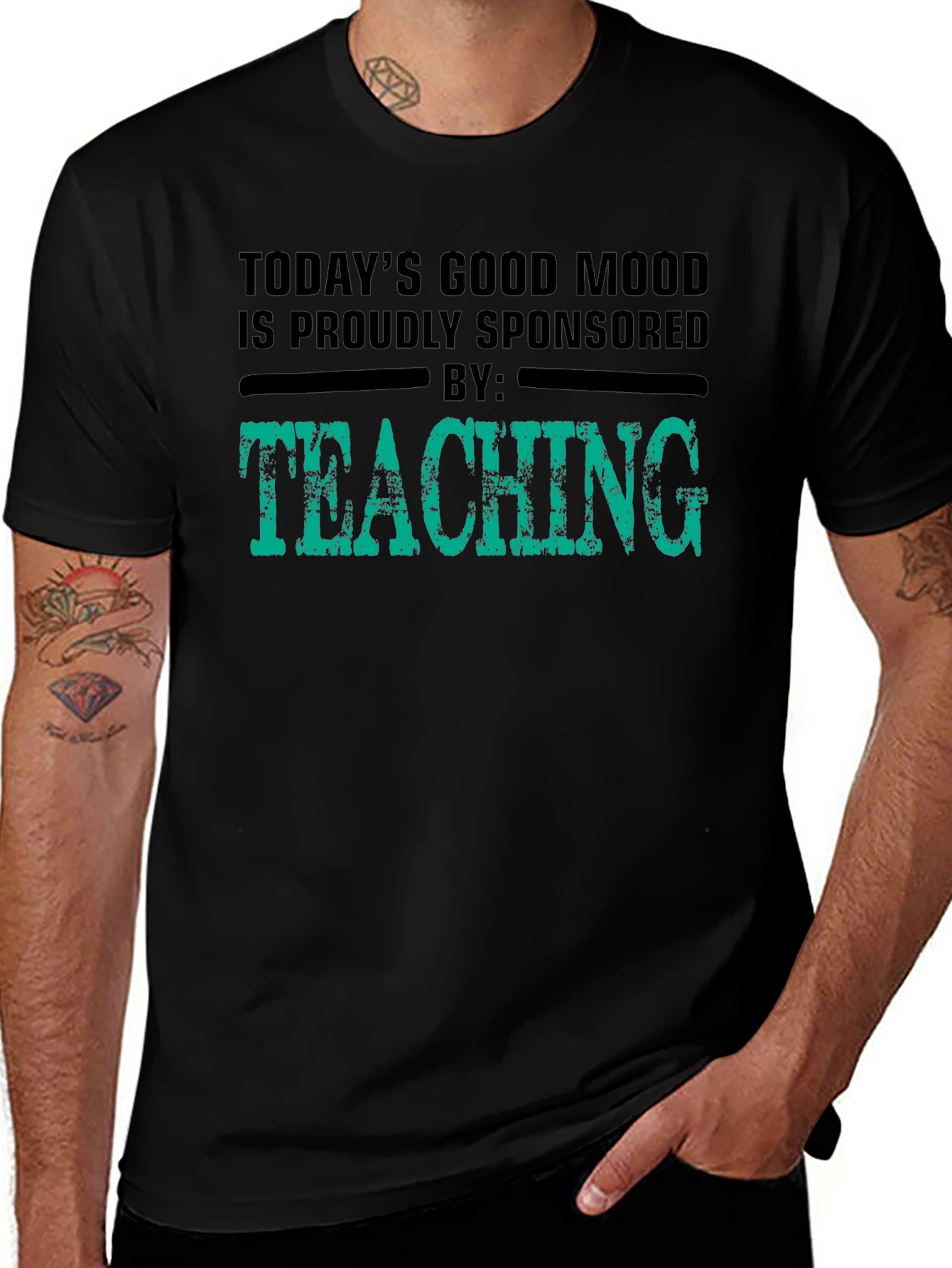 Good Mood Sponsored by Teaching Black T-Shirt