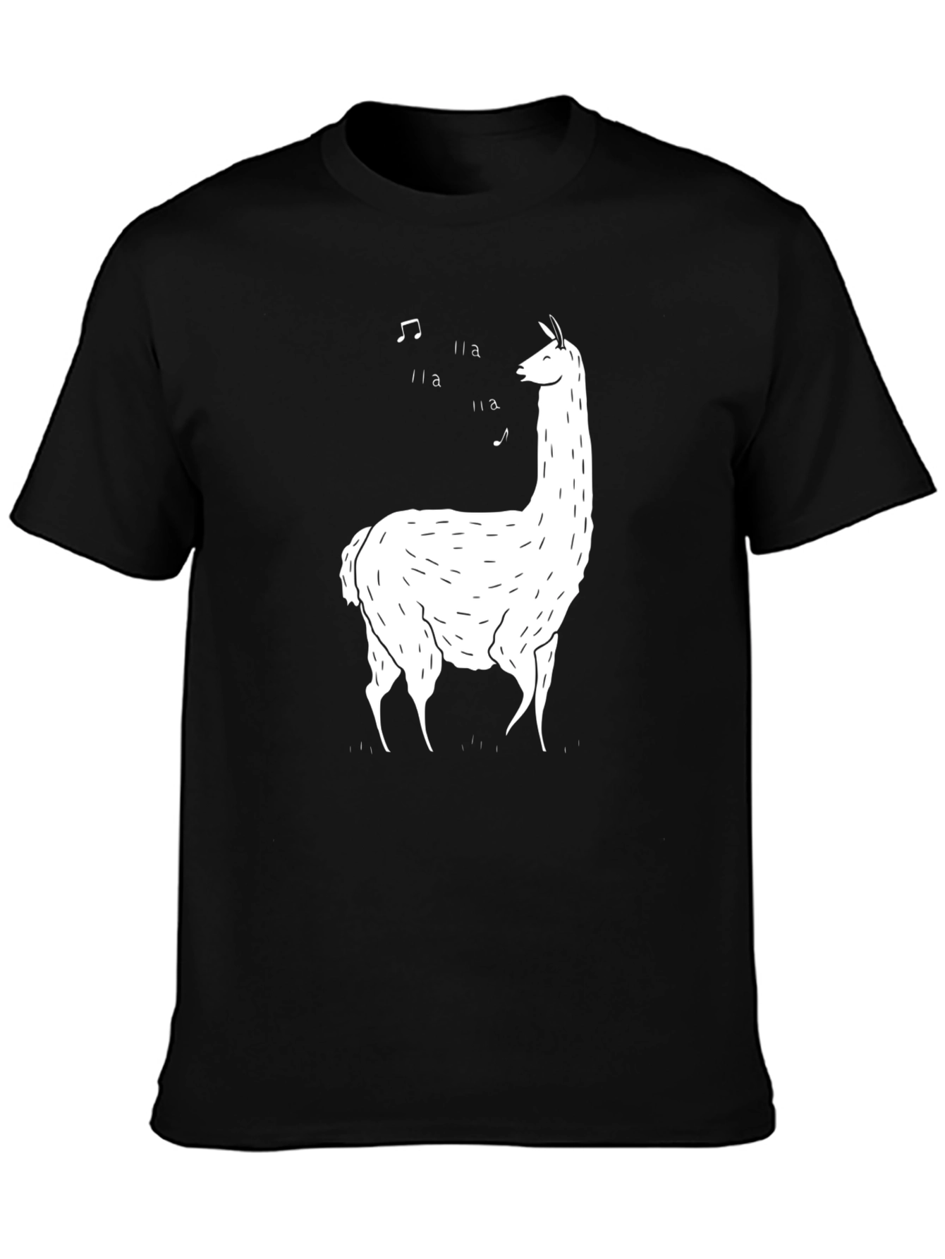 Singing Llama Graphic Tee - Black Cotton T-Shirt