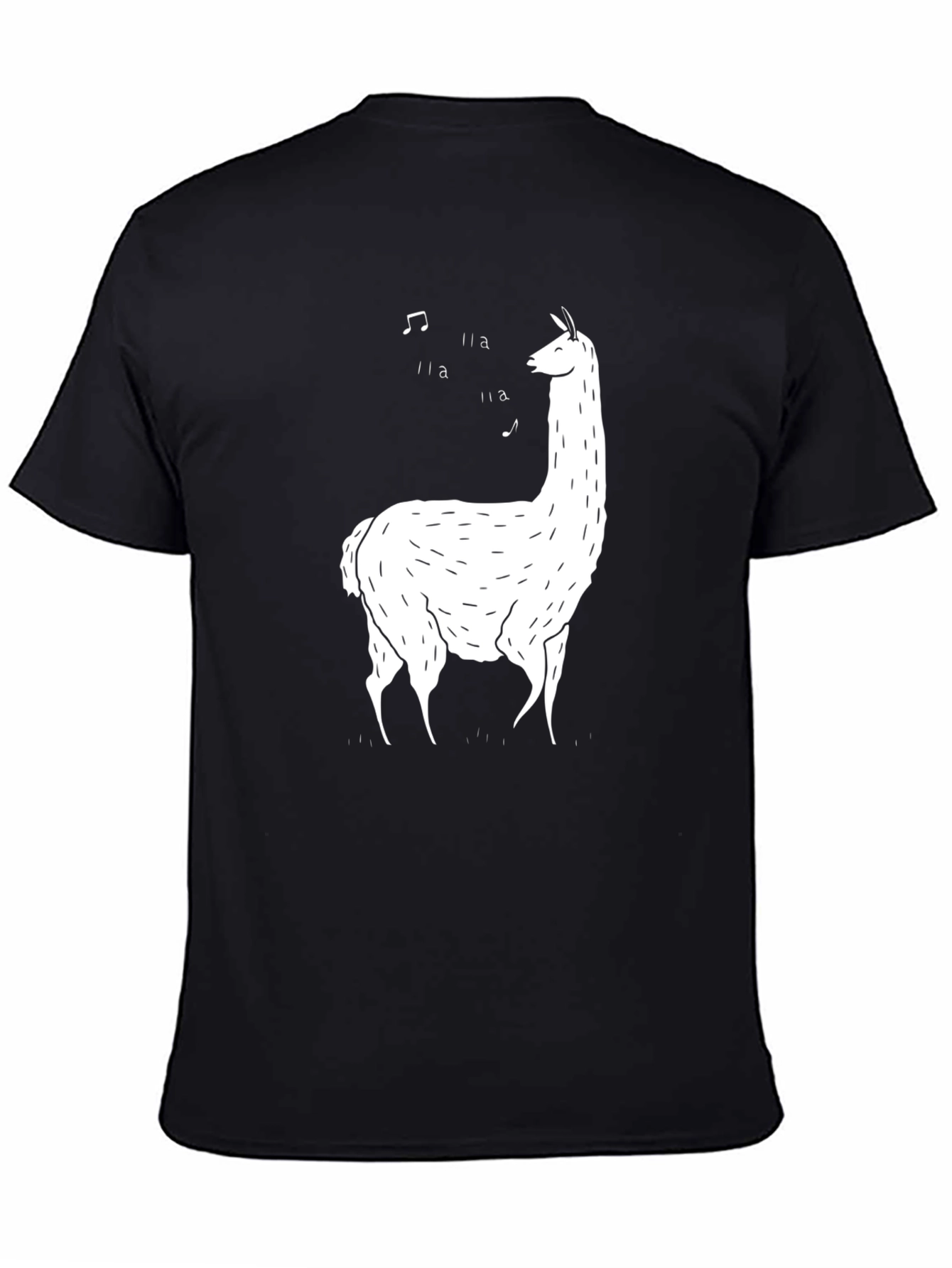 Singing Llama Graphic Tee - Black Cotton T-Shirt