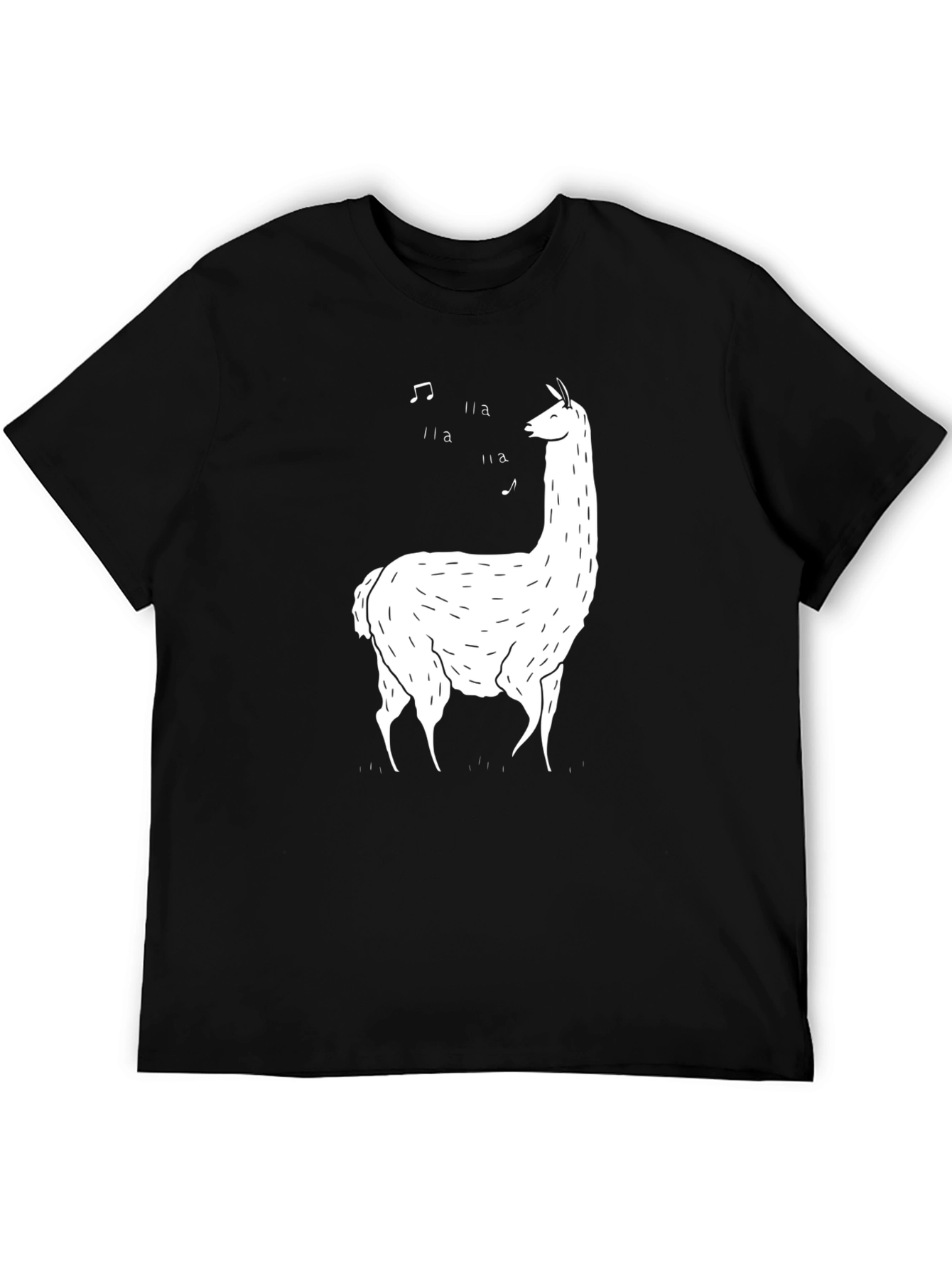 Singing Llama Graphic Tee - Black Cotton T-Shirt