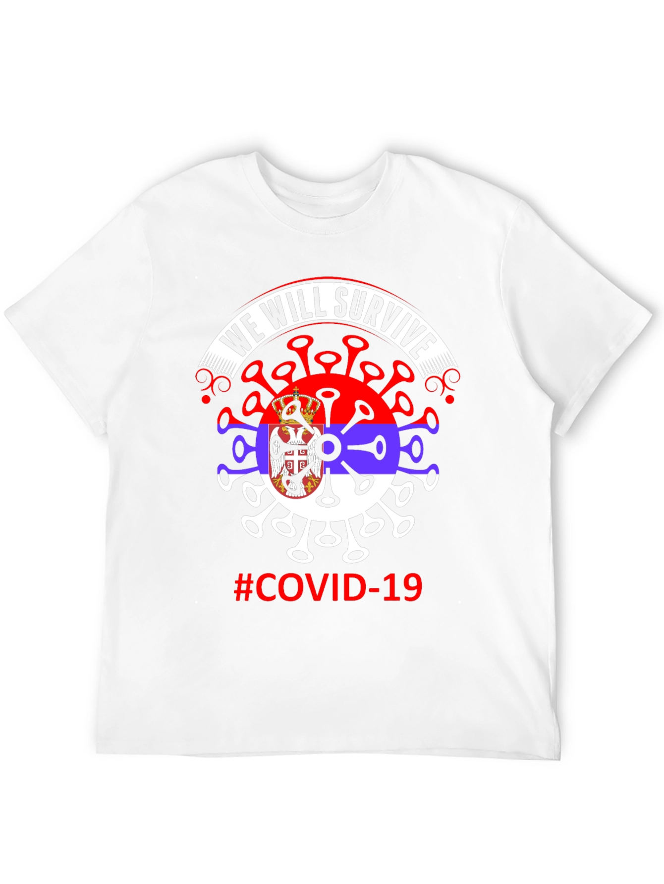 COVID-19 Serbia Flag We Will Survive T-Shirt