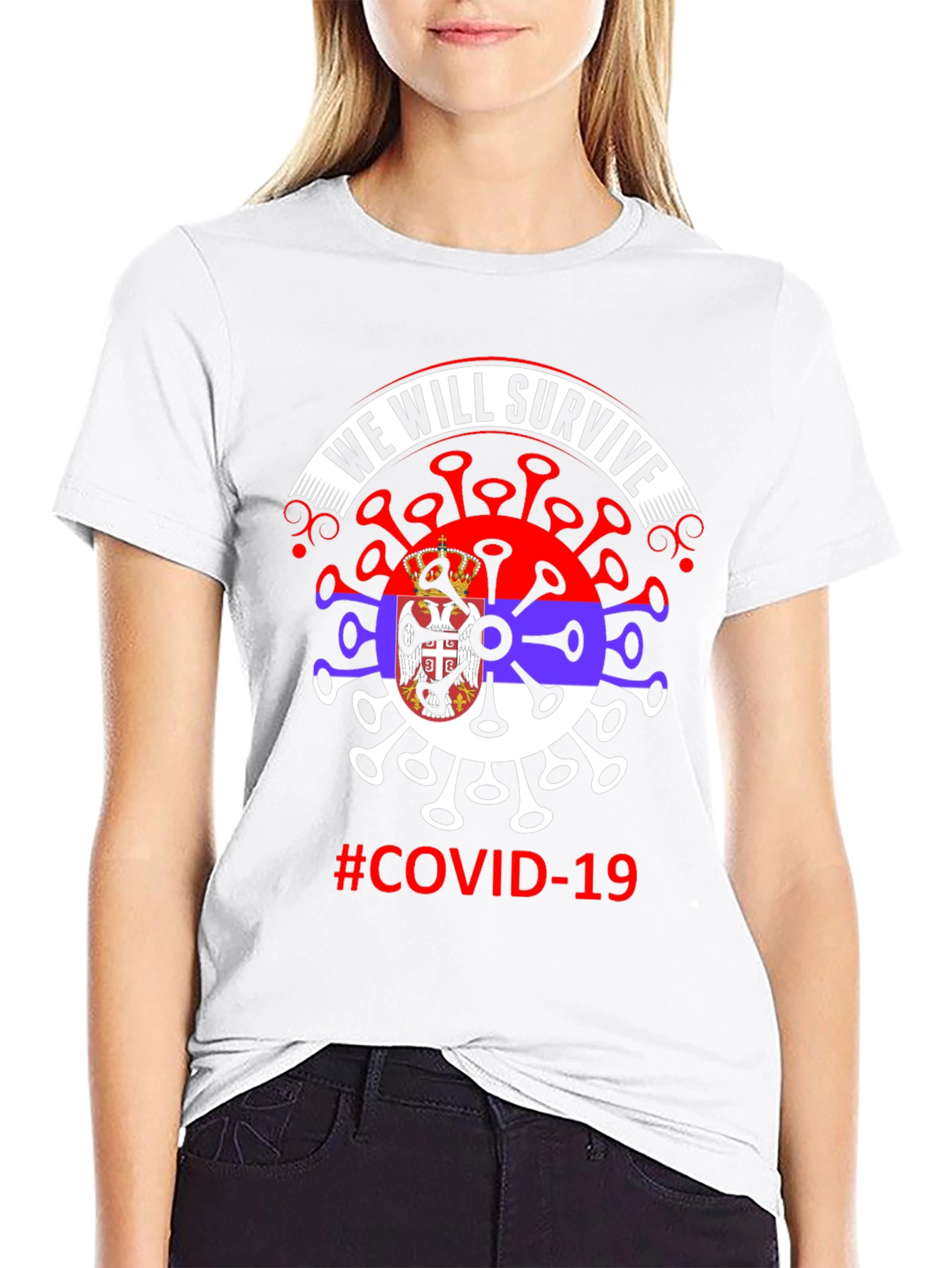 COVID-19 Serbia Flag We Will Survive T-Shirt