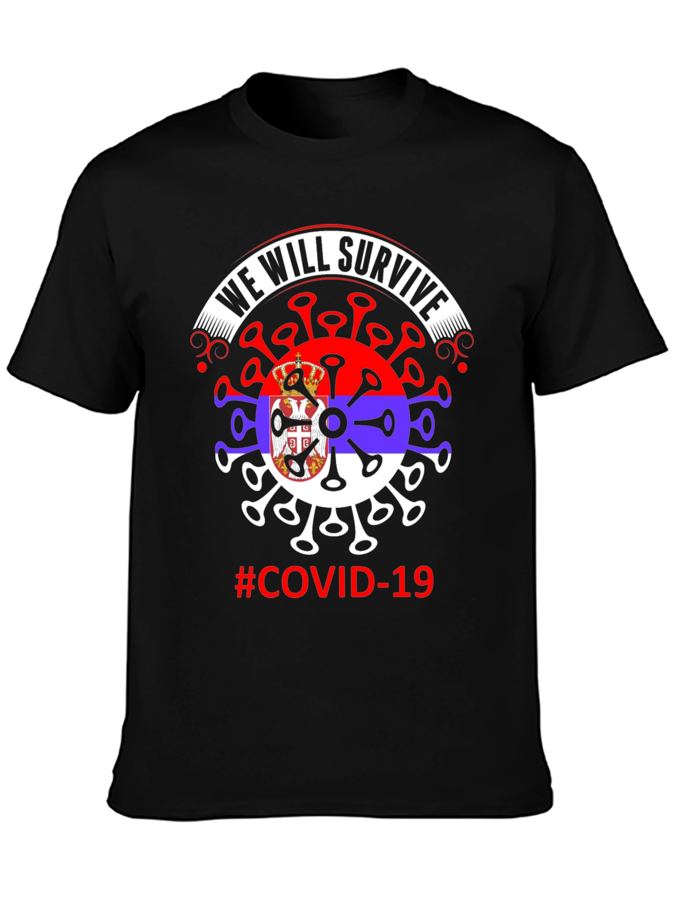 COVID-19 Serbia Flag We Will Survive T-Shirt