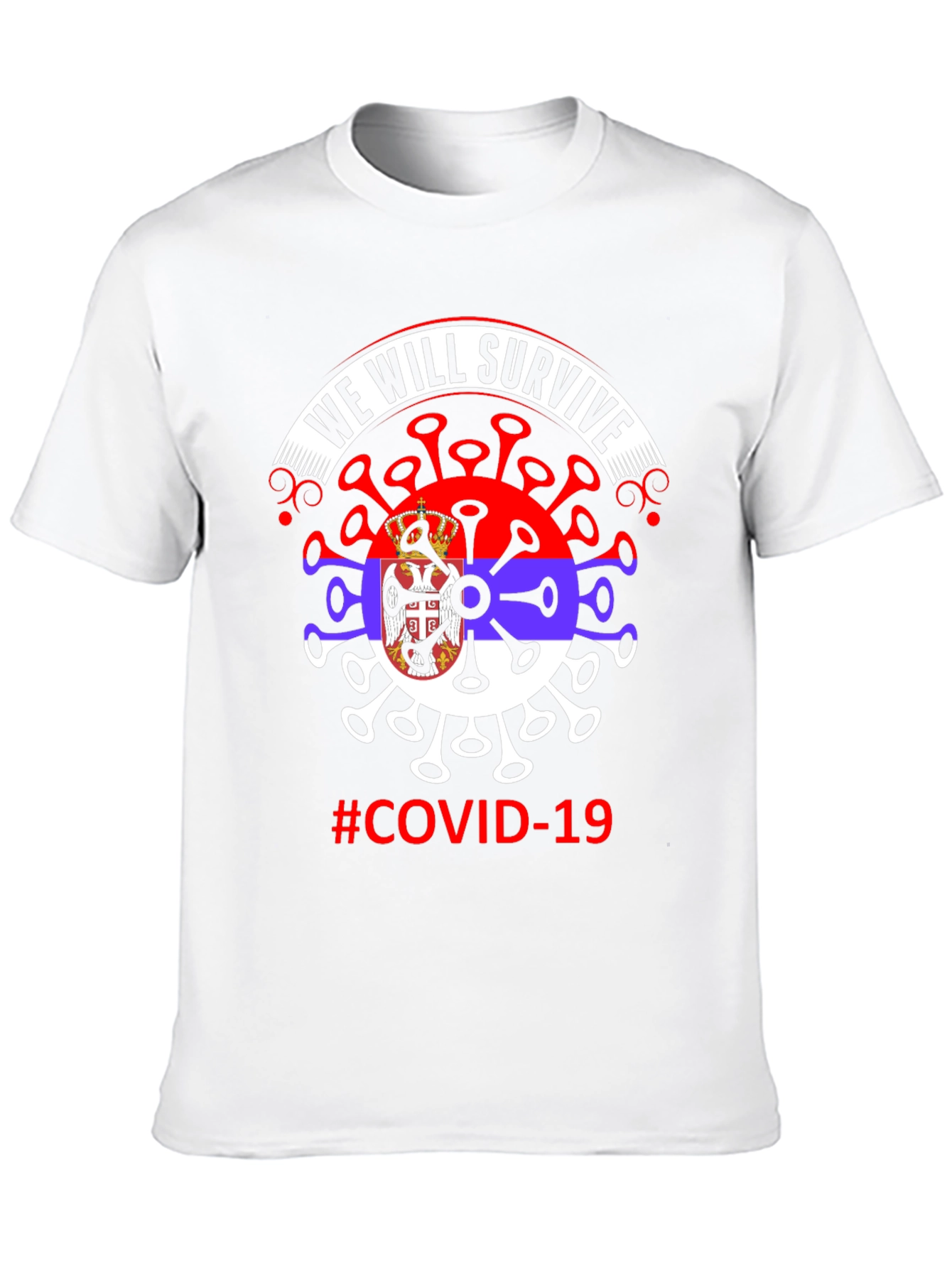 COVID-19 Serbia Flag We Will Survive T-Shirt