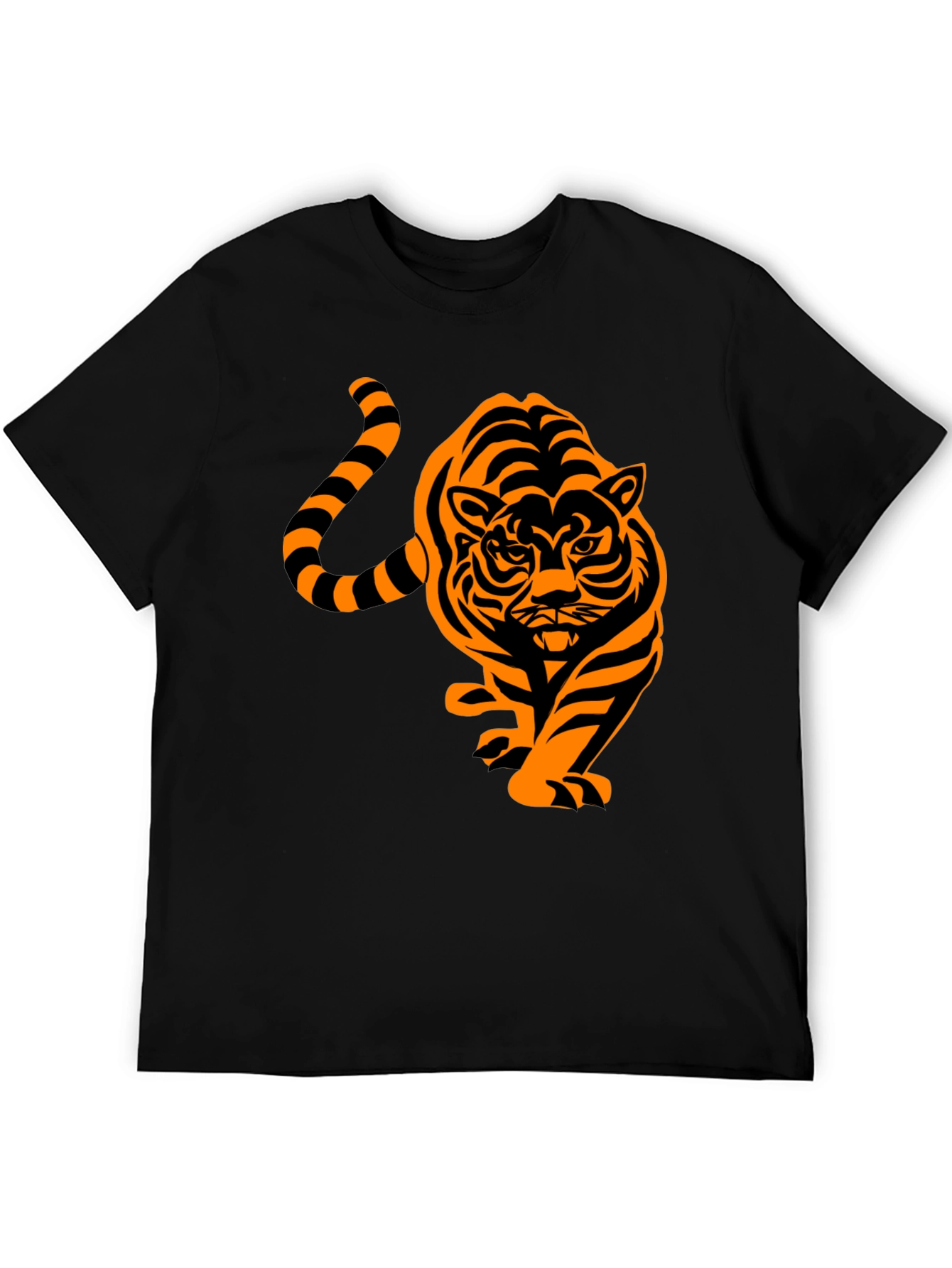 Tiger Graphic Tee - Bold Black Cotton T-Shirt