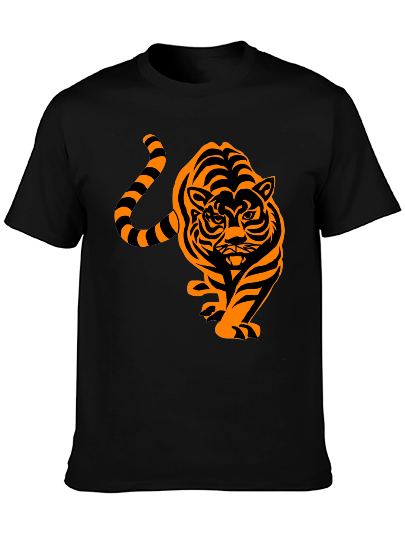 Tiger Graphic Tee - Bold Black Cotton T-Shirt