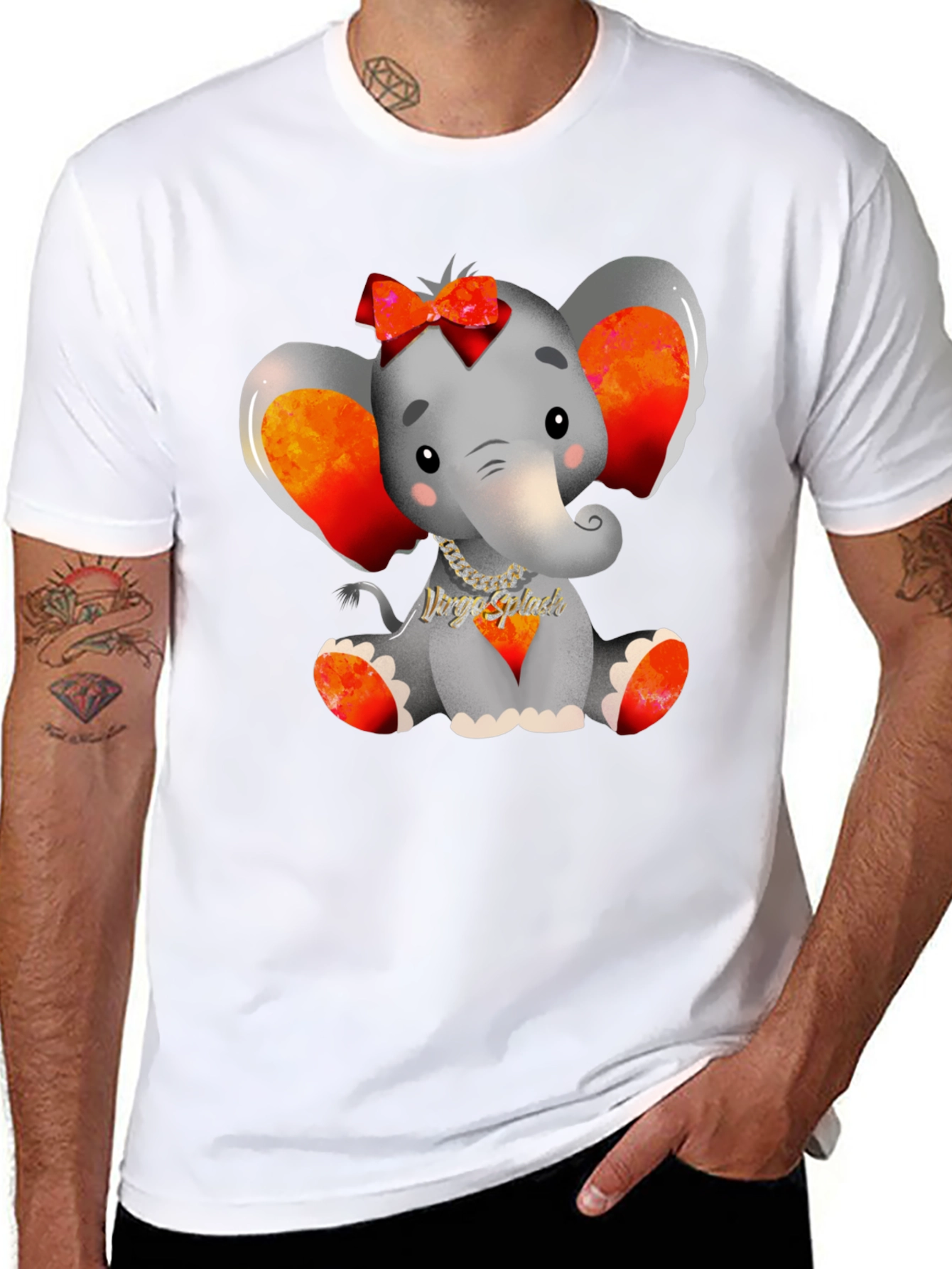 Cute Elephant Graphic Tee - Black Cotton Blend