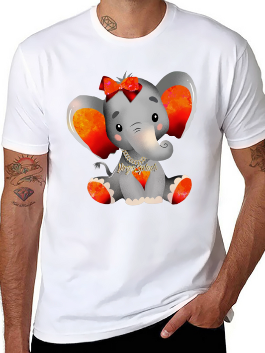 Cute Elephant Graphic Tee - Black Cotton Blend