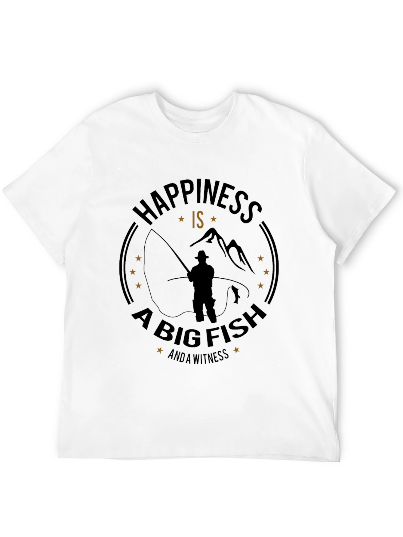 Happiness is a Big Fish Black Graphic Tee