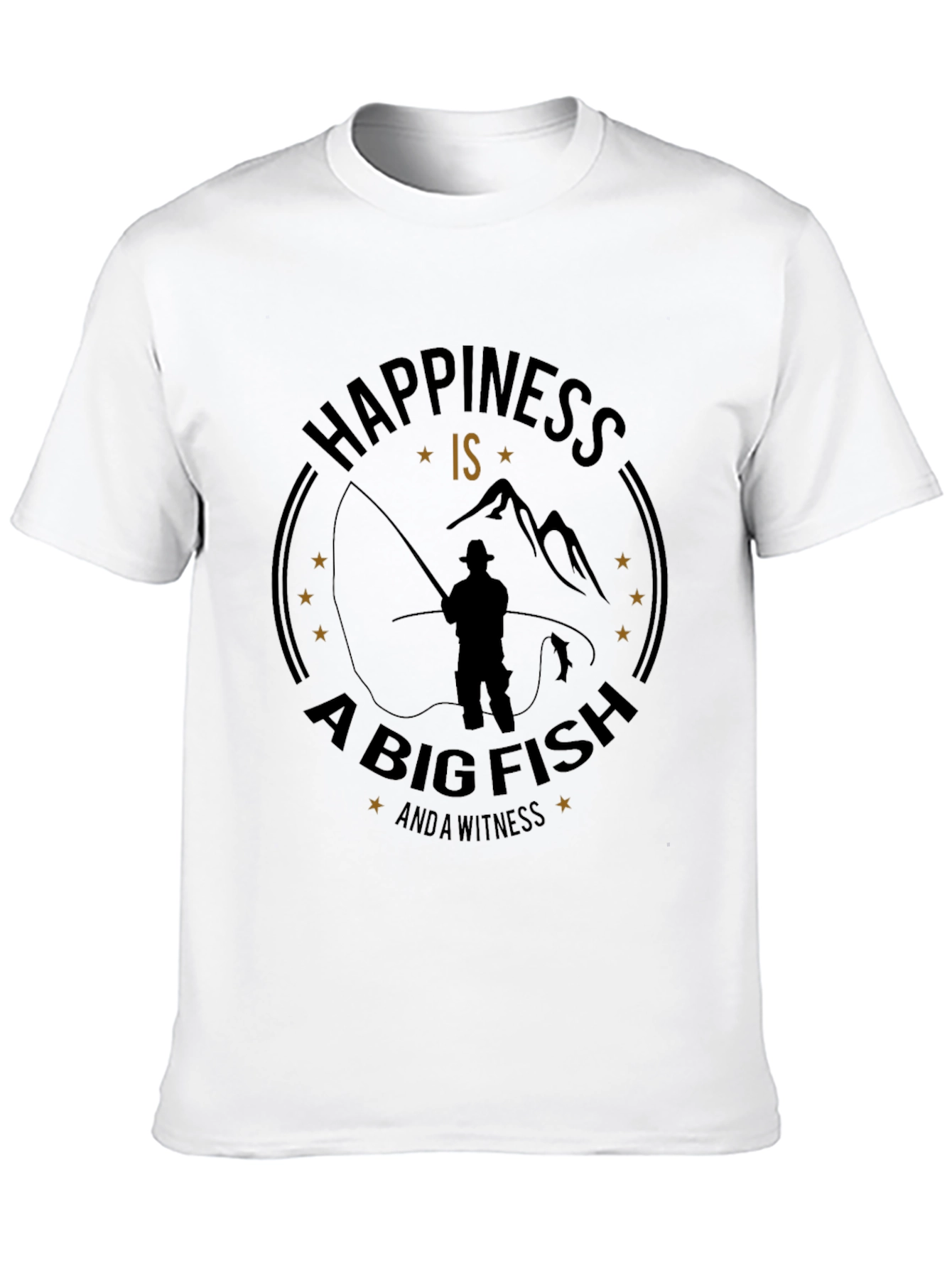 Happiness is a Big Fish Black Graphic Tee