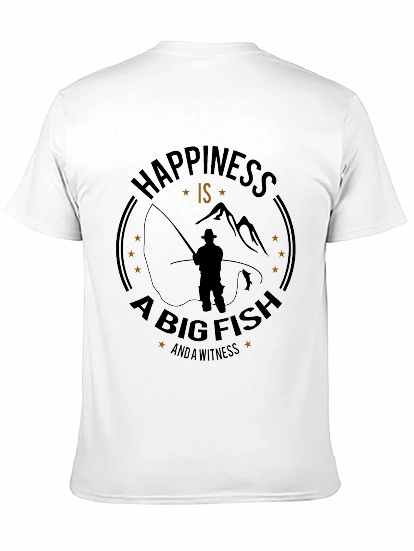 Happiness is a Big Fish Black Graphic Tee