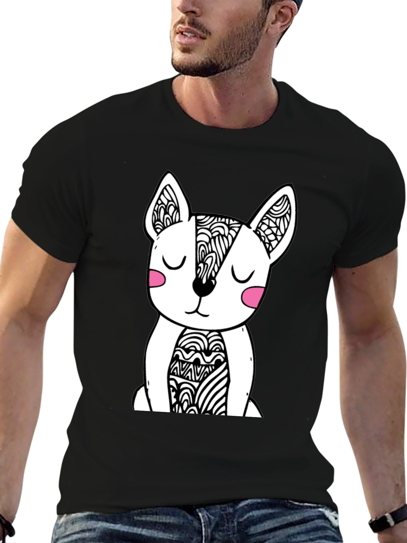 Dog Graphic Black T-Shirt - Stylish Mens Tee