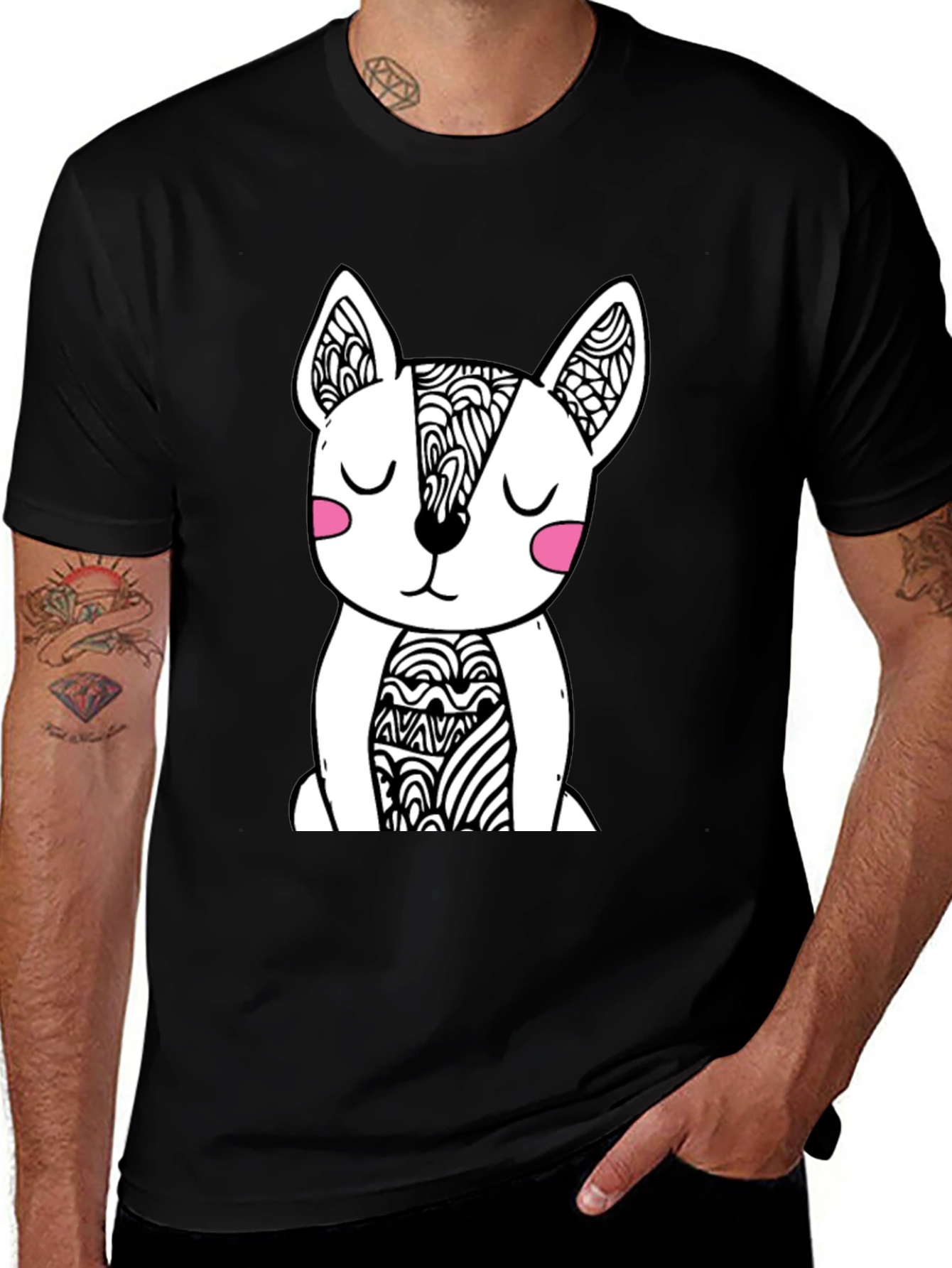 Dog Graphic Black T-Shirt - Stylish Mens Tee