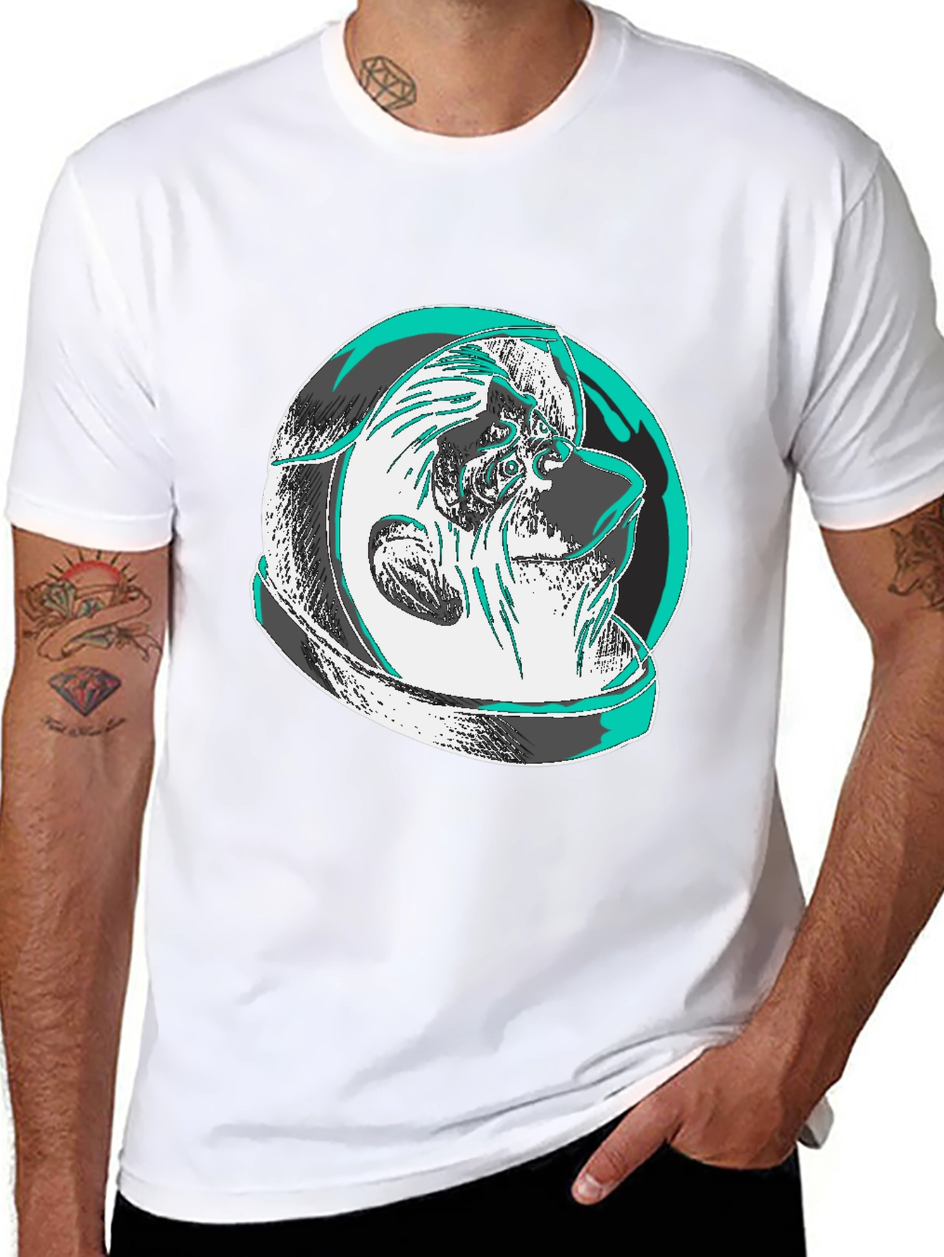 Modern Graphic Tee: Shar Pei Astronaut Design