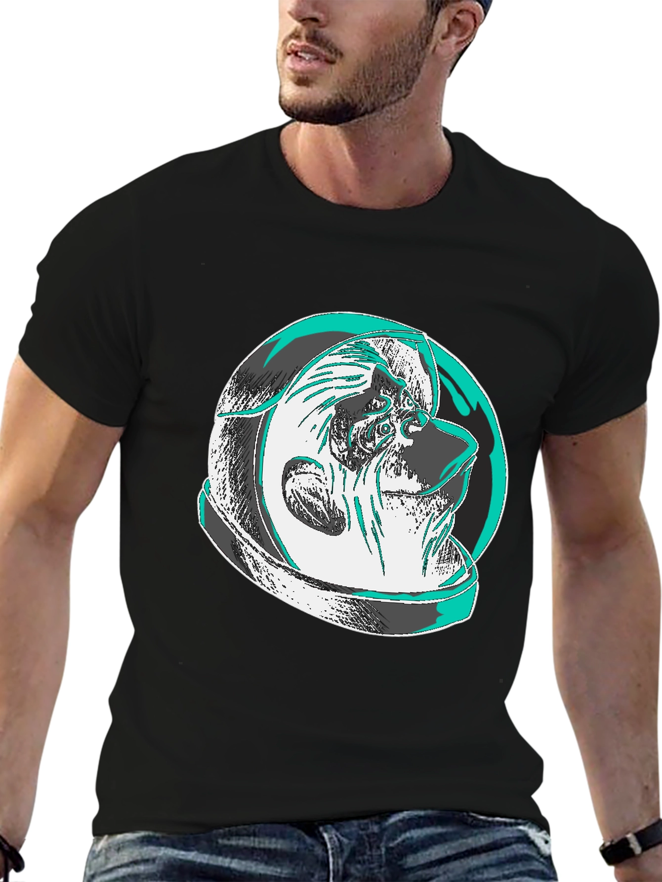 Modern Graphic Tee: Shar Pei Astronaut Design