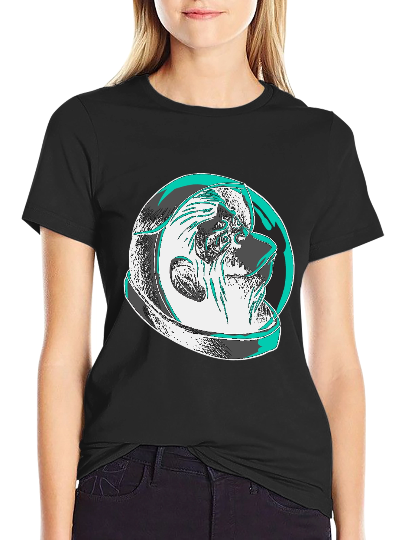 Modern Graphic Tee: Shar Pei Astronaut Design