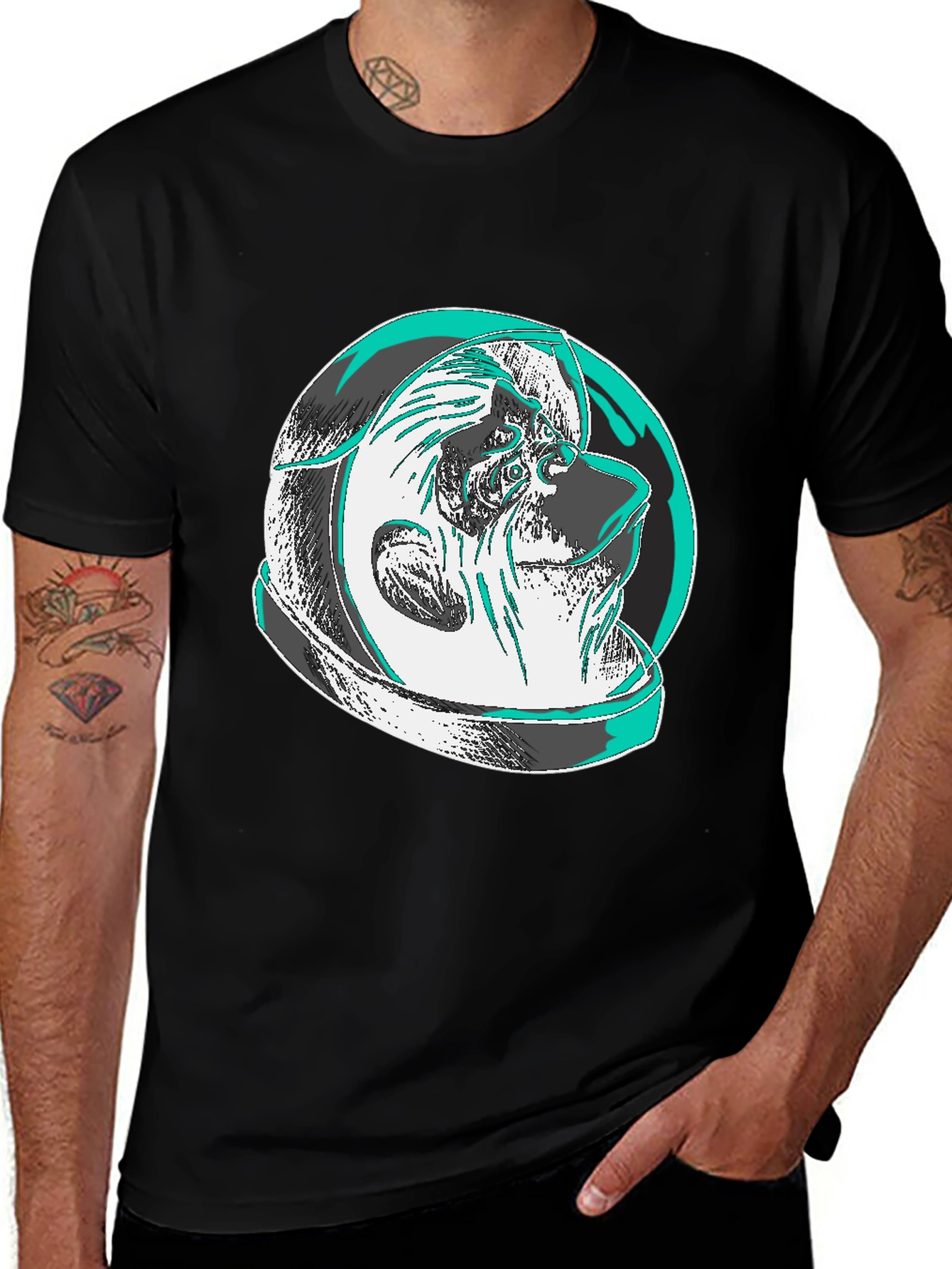 Modern Graphic Tee: Shar Pei Astronaut Design