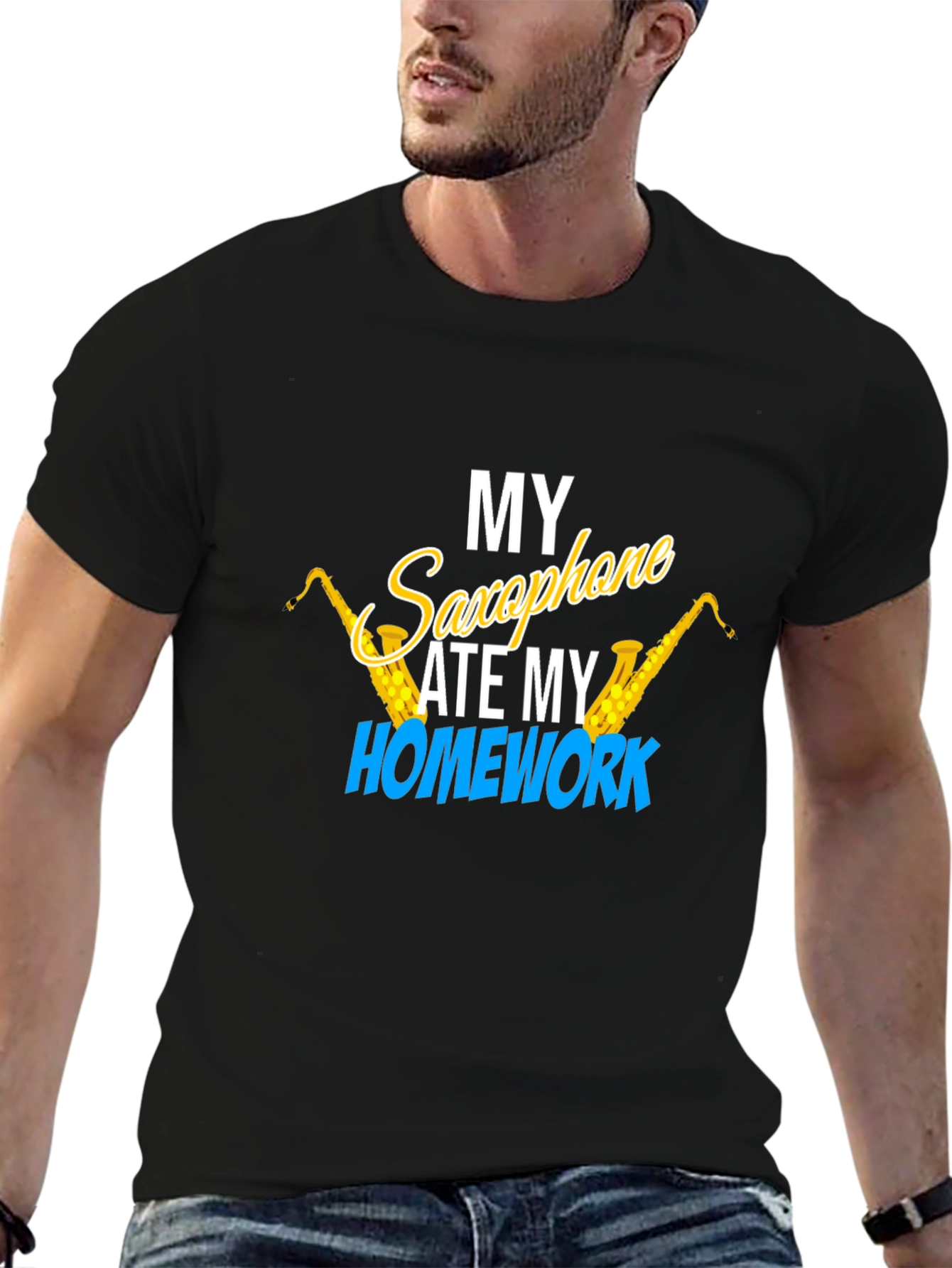 Saxophone Ate My Homework Graphic T-Shirt
