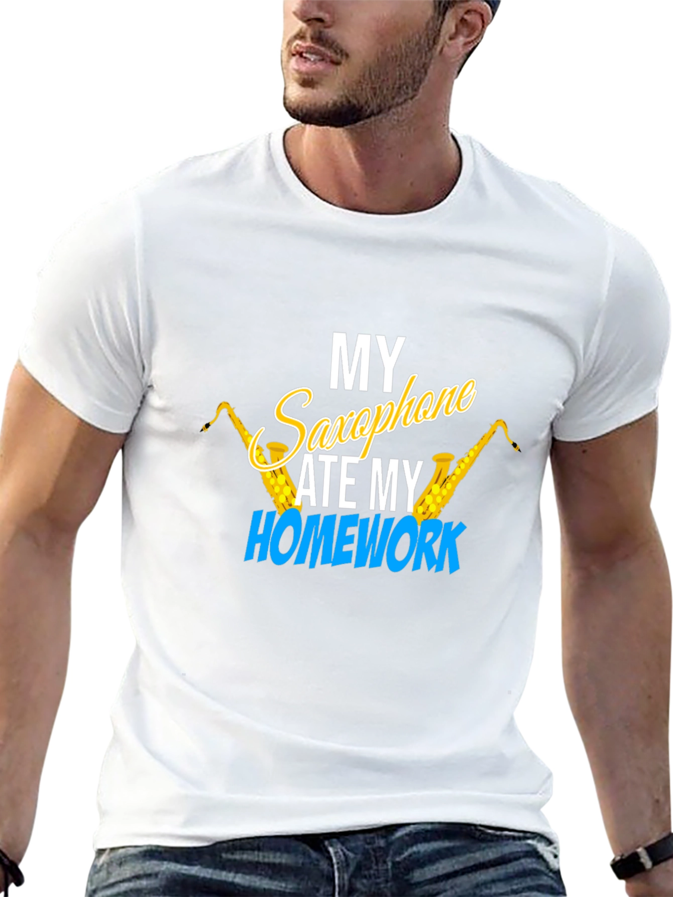 Saxophone Ate My Homework Graphic T-Shirt