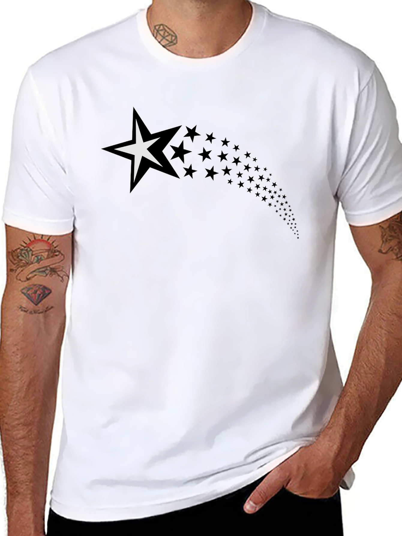 Shooting Star Graphic T-Shirt - Black Cotton Tee